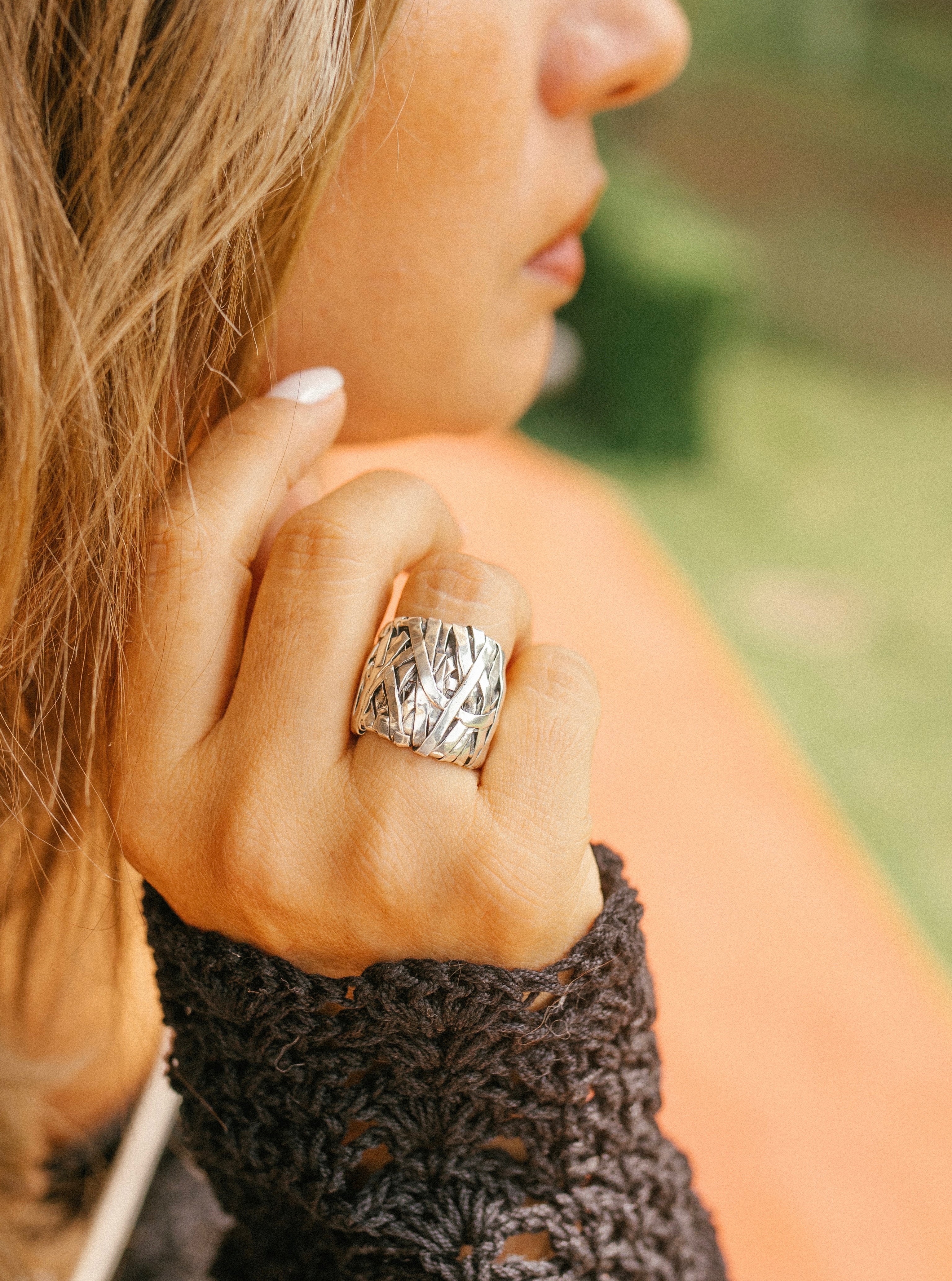 Anillo de plata envejecida (01550-018)