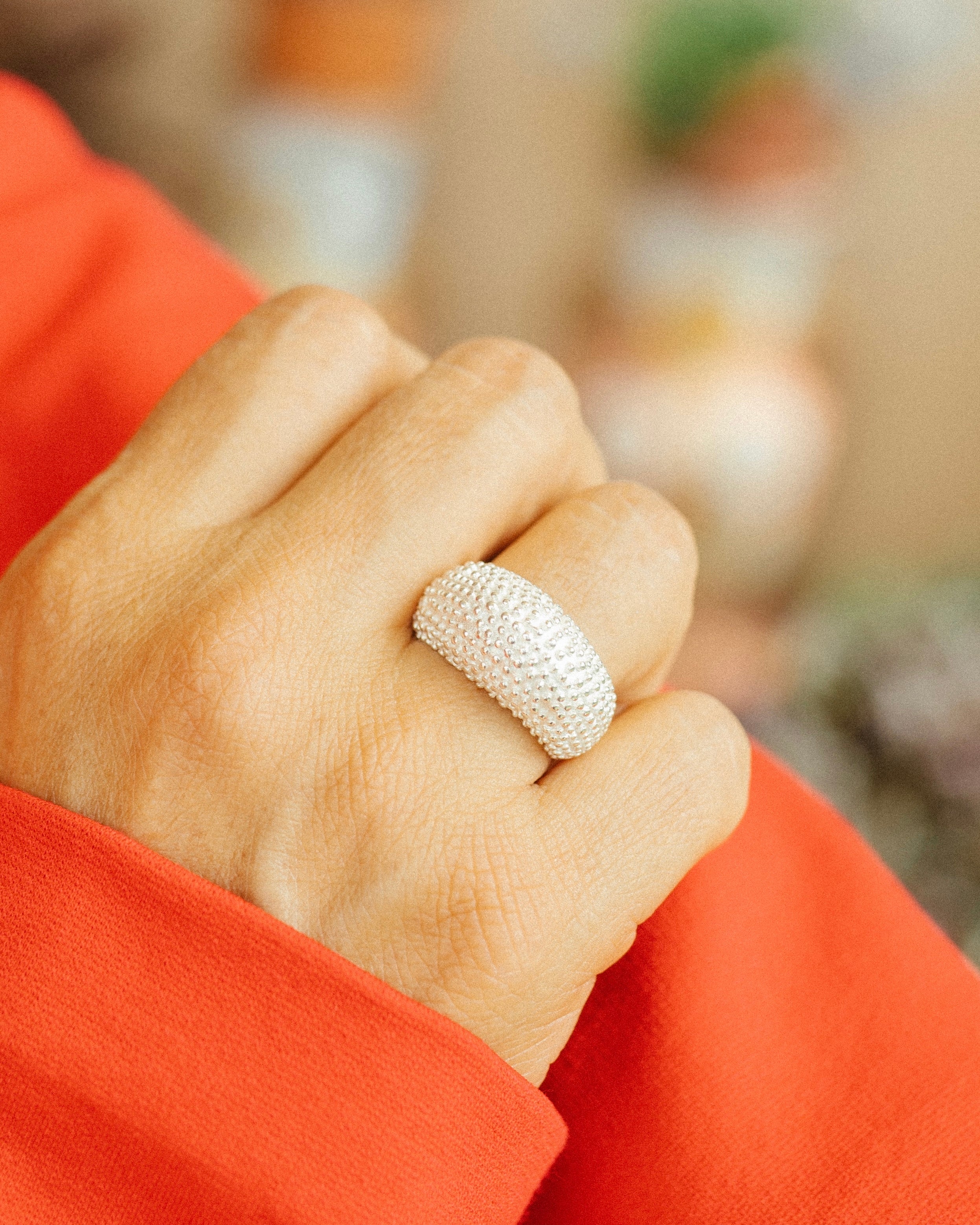 Anillo de plata labrada (01400-142)