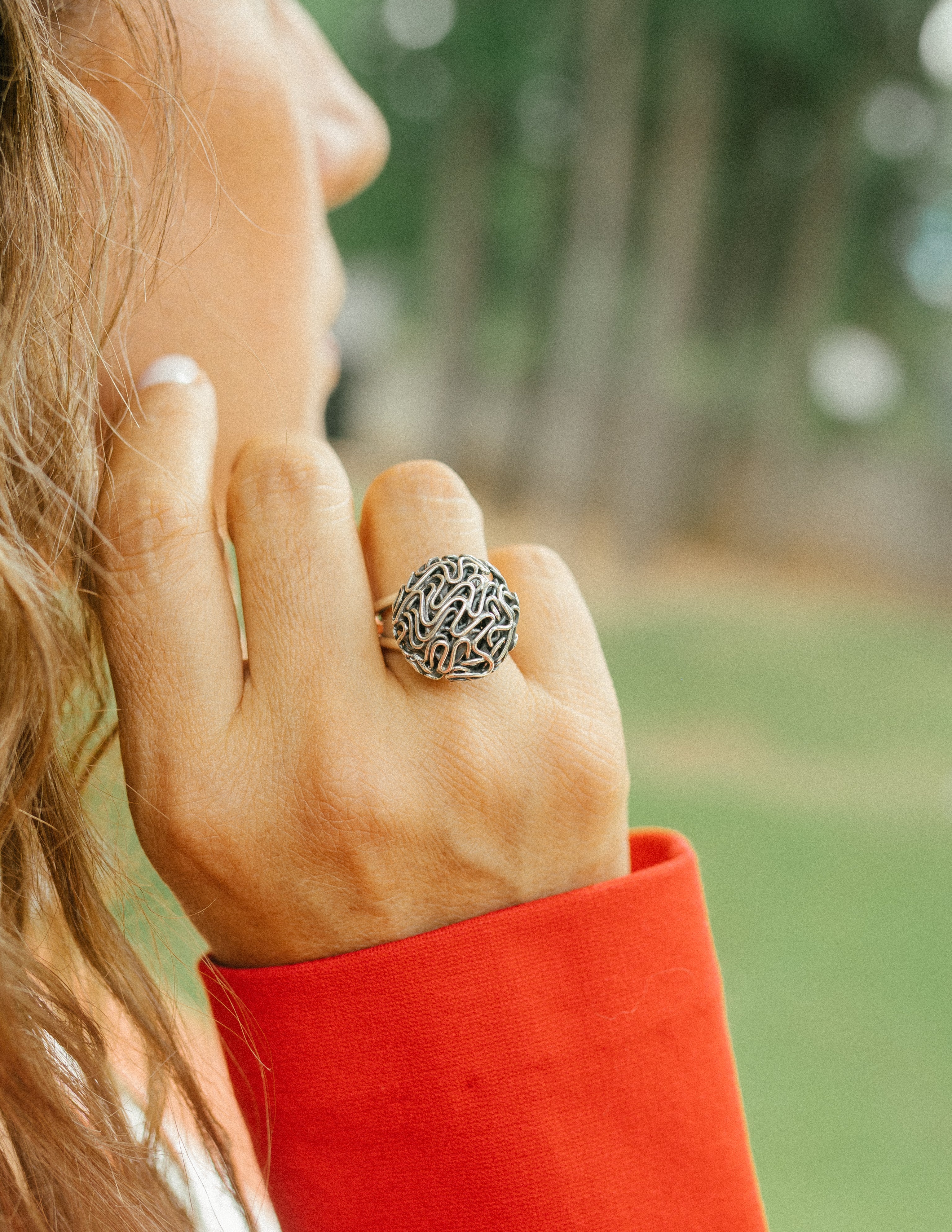 Anillo circular plata envejecida (01500-085)