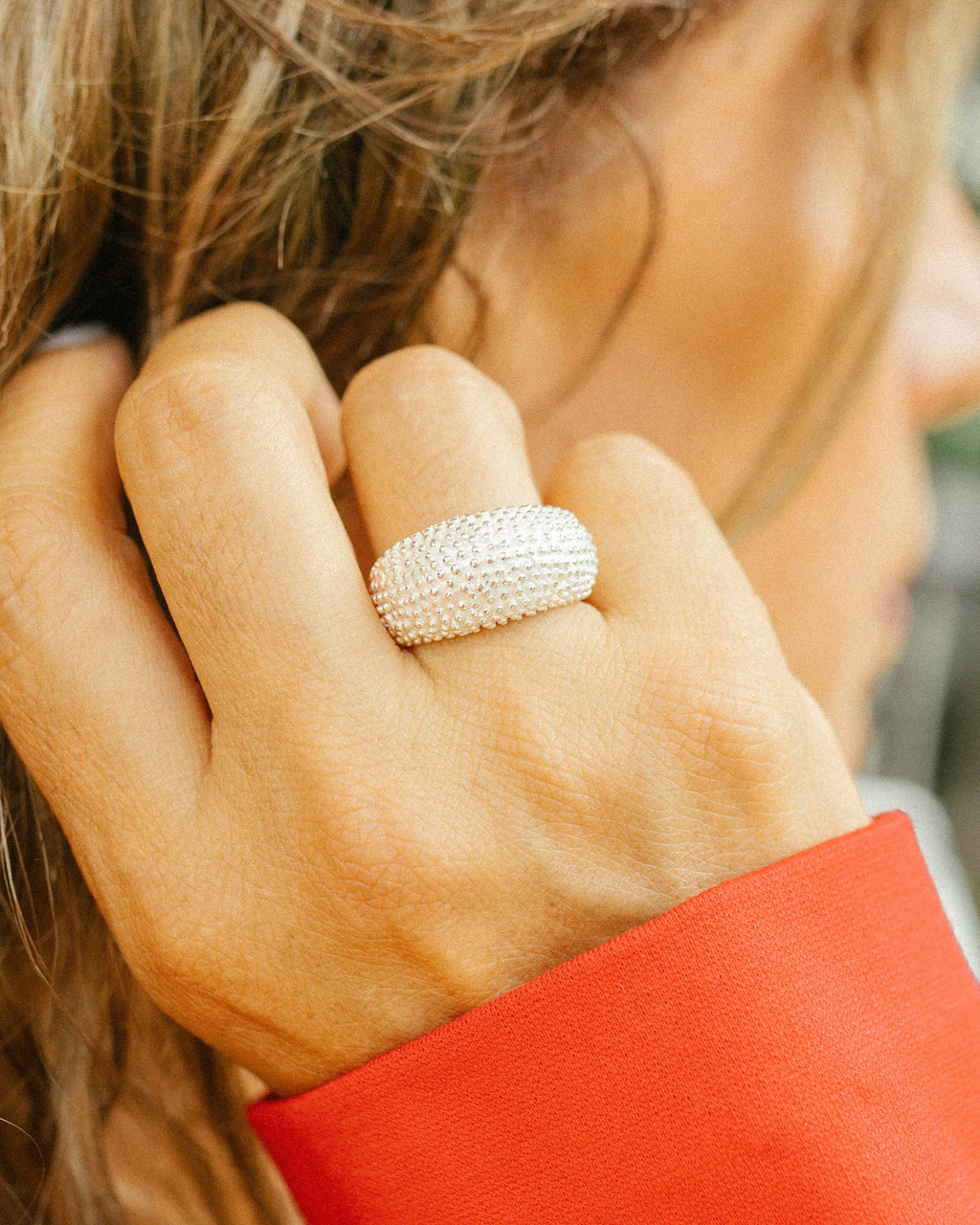 Anillo de plata labrada (01400-142)