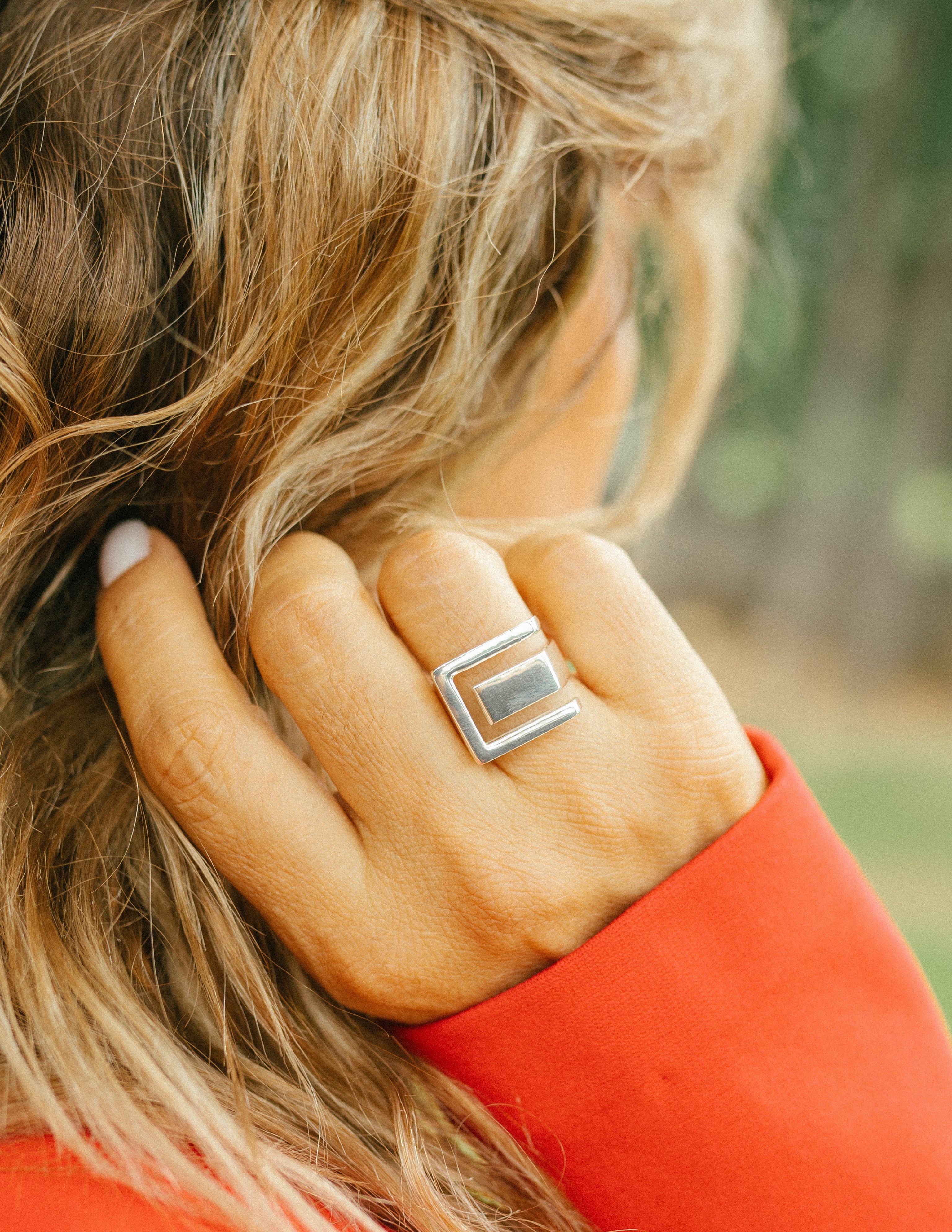 Anillo cuadrado de plata (01375-155)