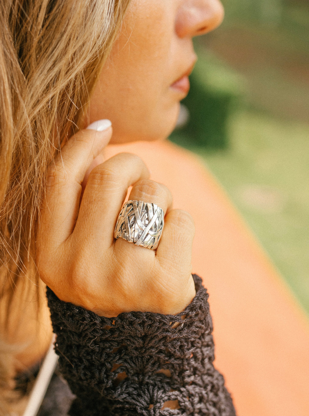 Anillo de plata envejecida (01550-018)