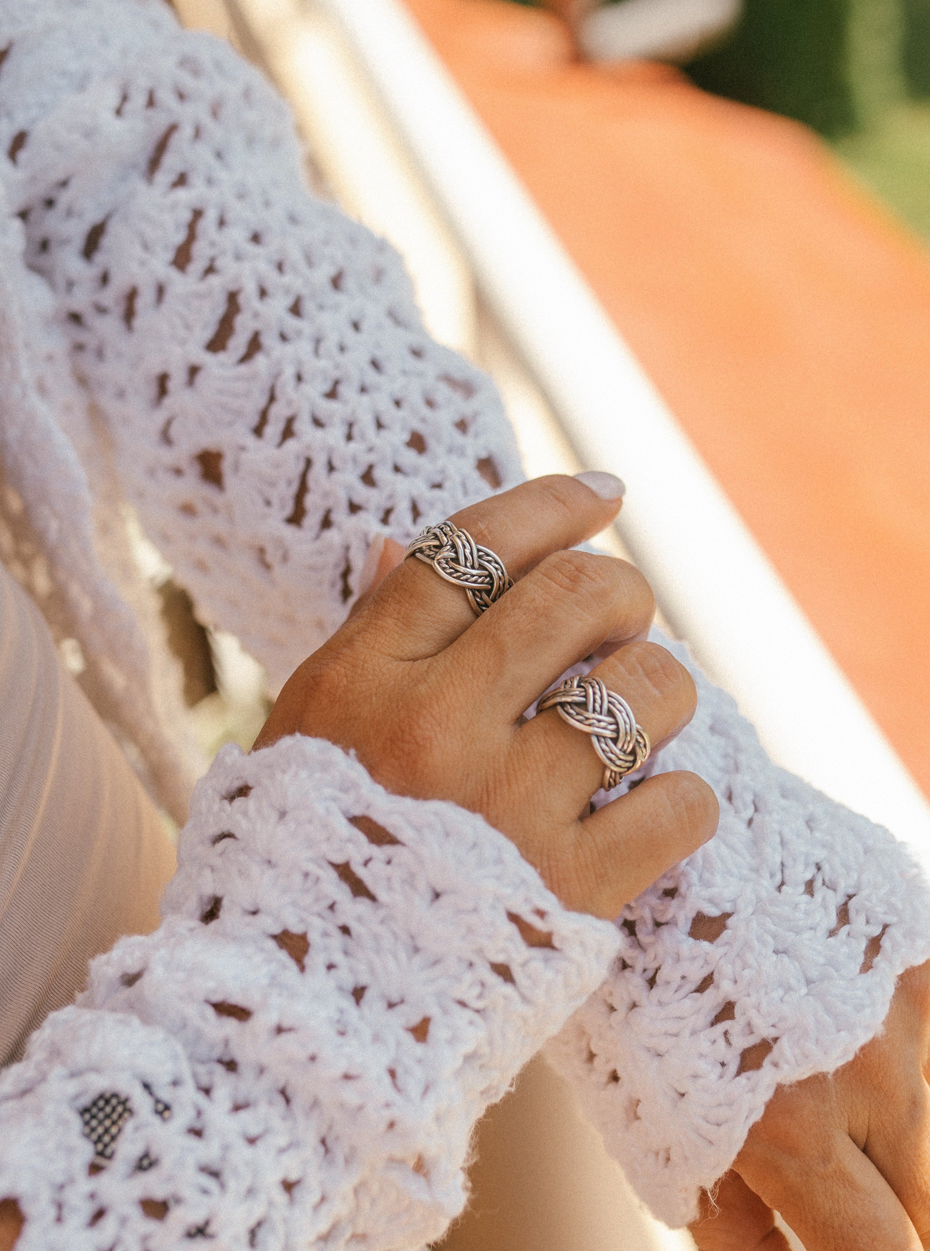 Anillo trenzado plata envejecida (01450-054)