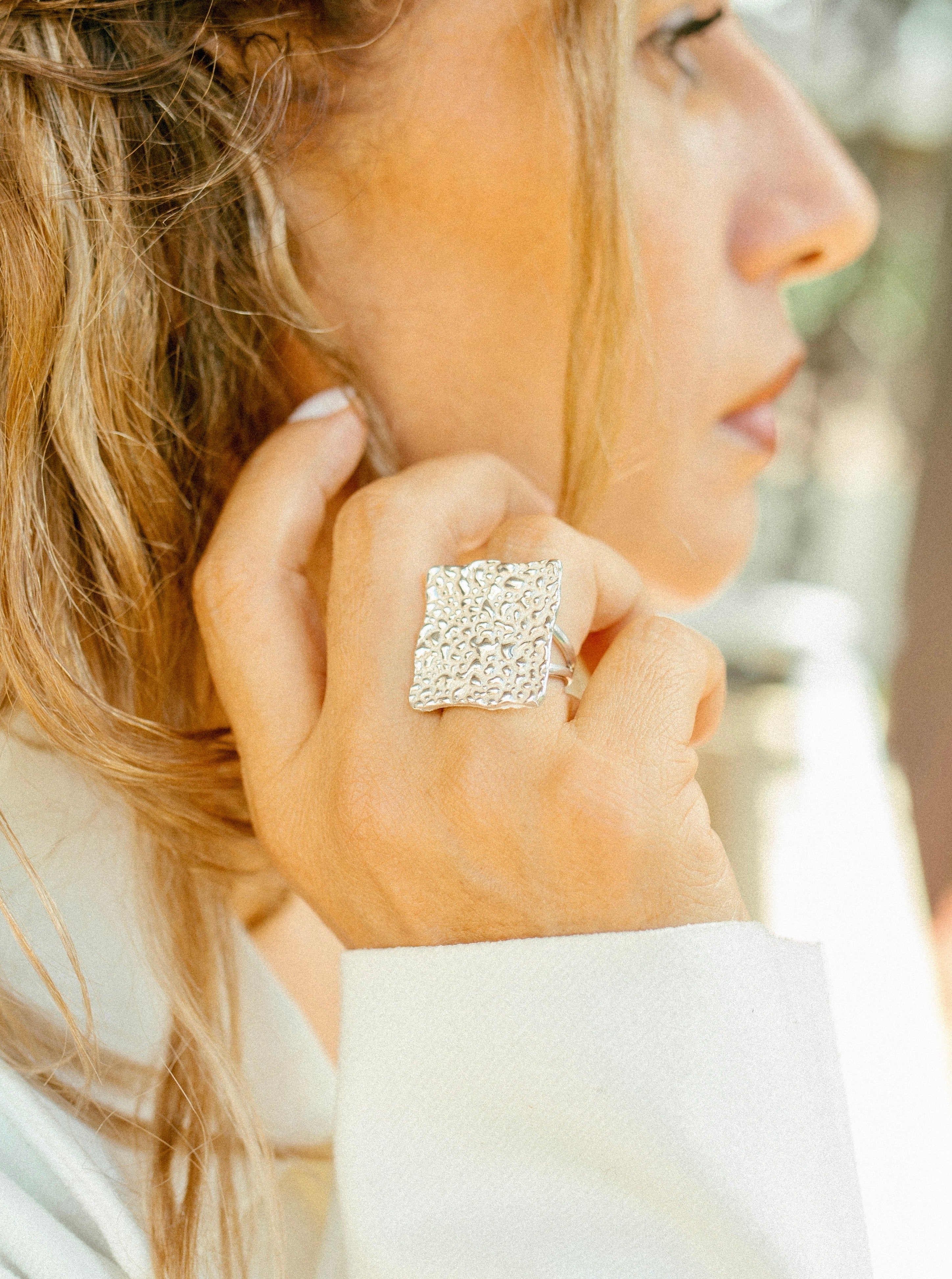 Anillo de plata cuadrado (01375-215)