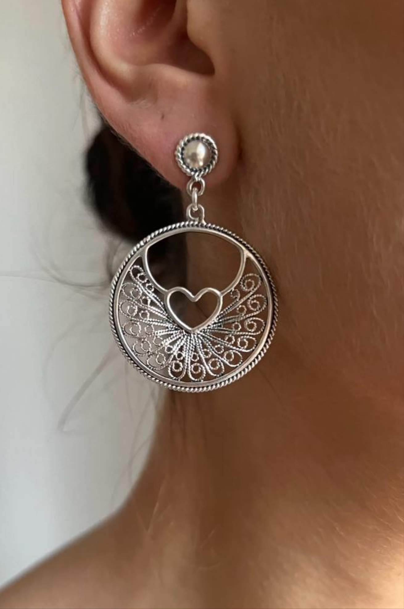 Aretes de filigrana  brillante  diseño  corazón (15600-077)