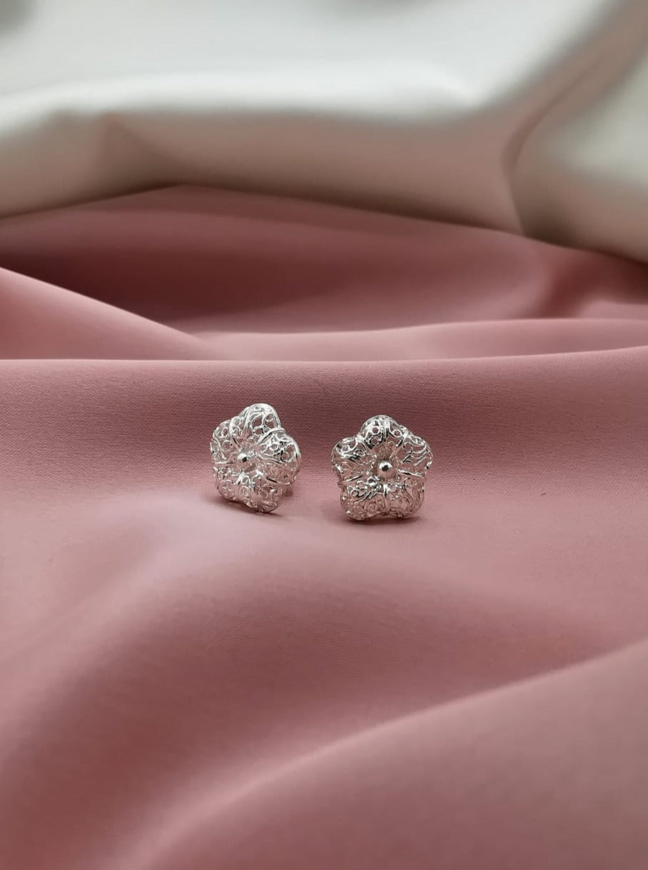 Aretes de flor plata en filigrana (02225-162)