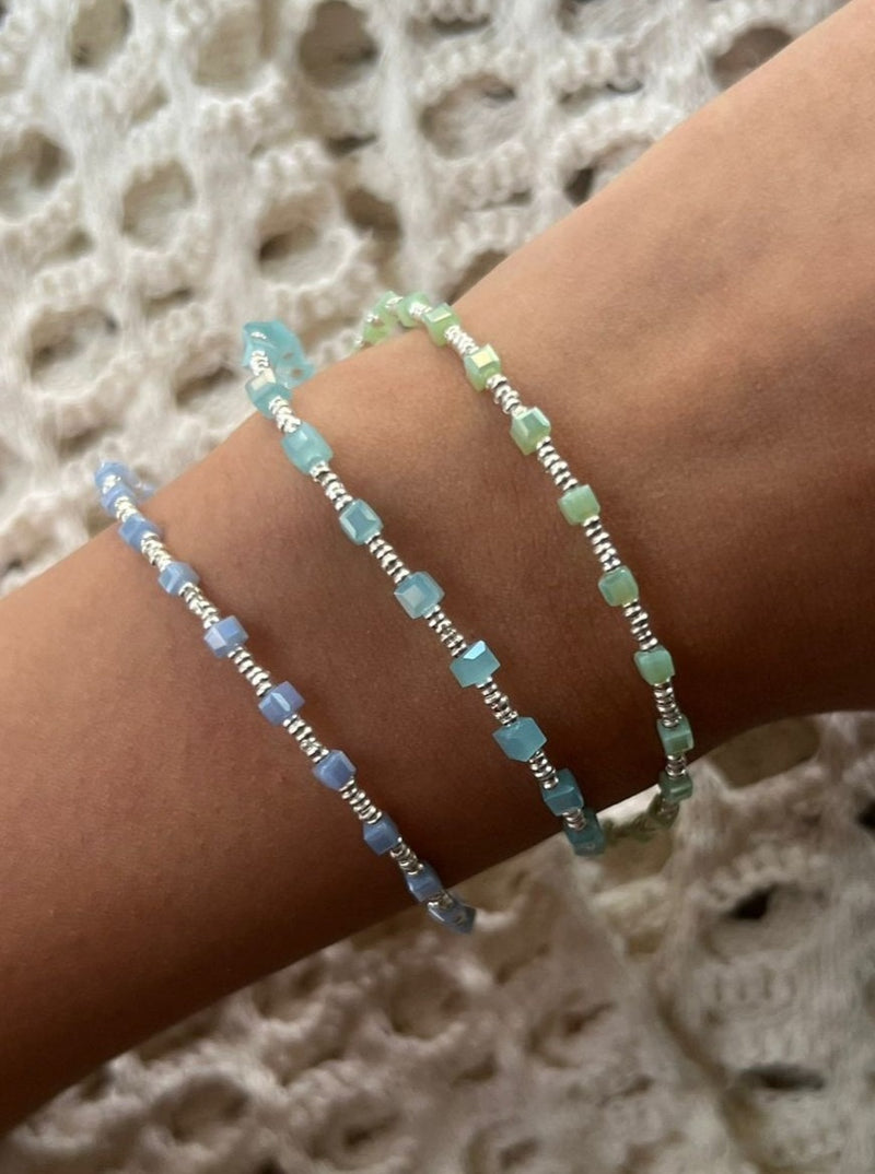 (17310-070)Pulsera de plata diseño shakira con piedra murano (Colores)