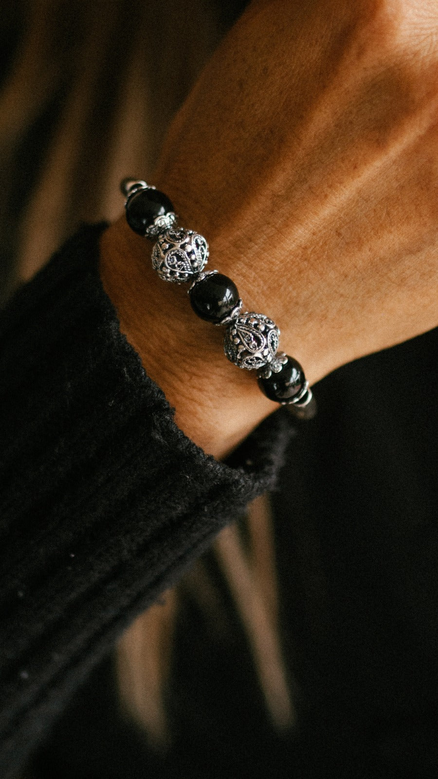 Pulsera de plata con piedra natural Onyx (171450-234)