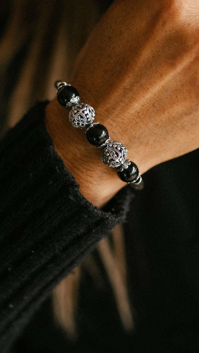 Pulsera de plata con piedra natural Onyx (171450-234)