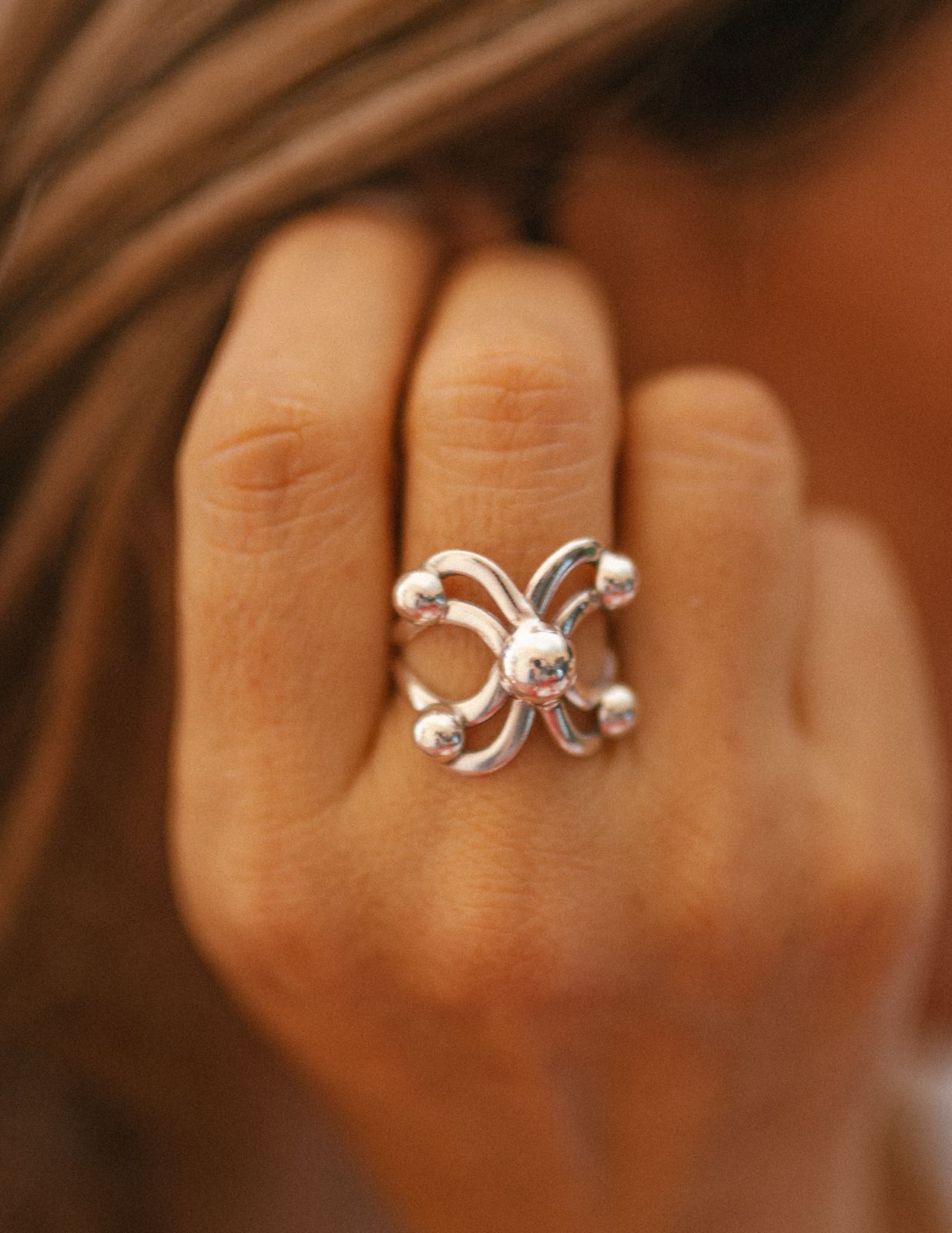 Anillo de plata brillante  (01350-529)