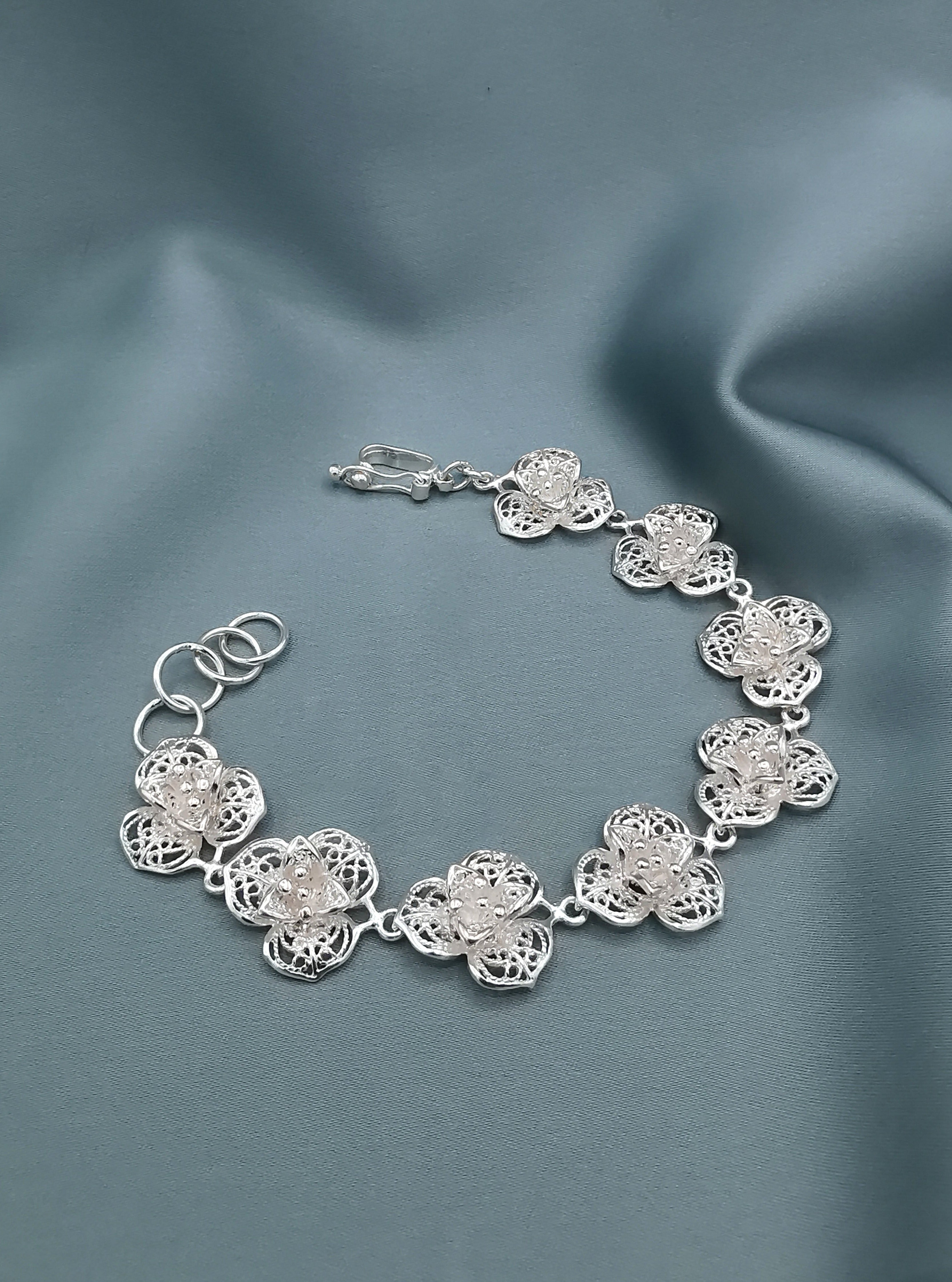 Pulsera de filigrana de flores (171600-090)
