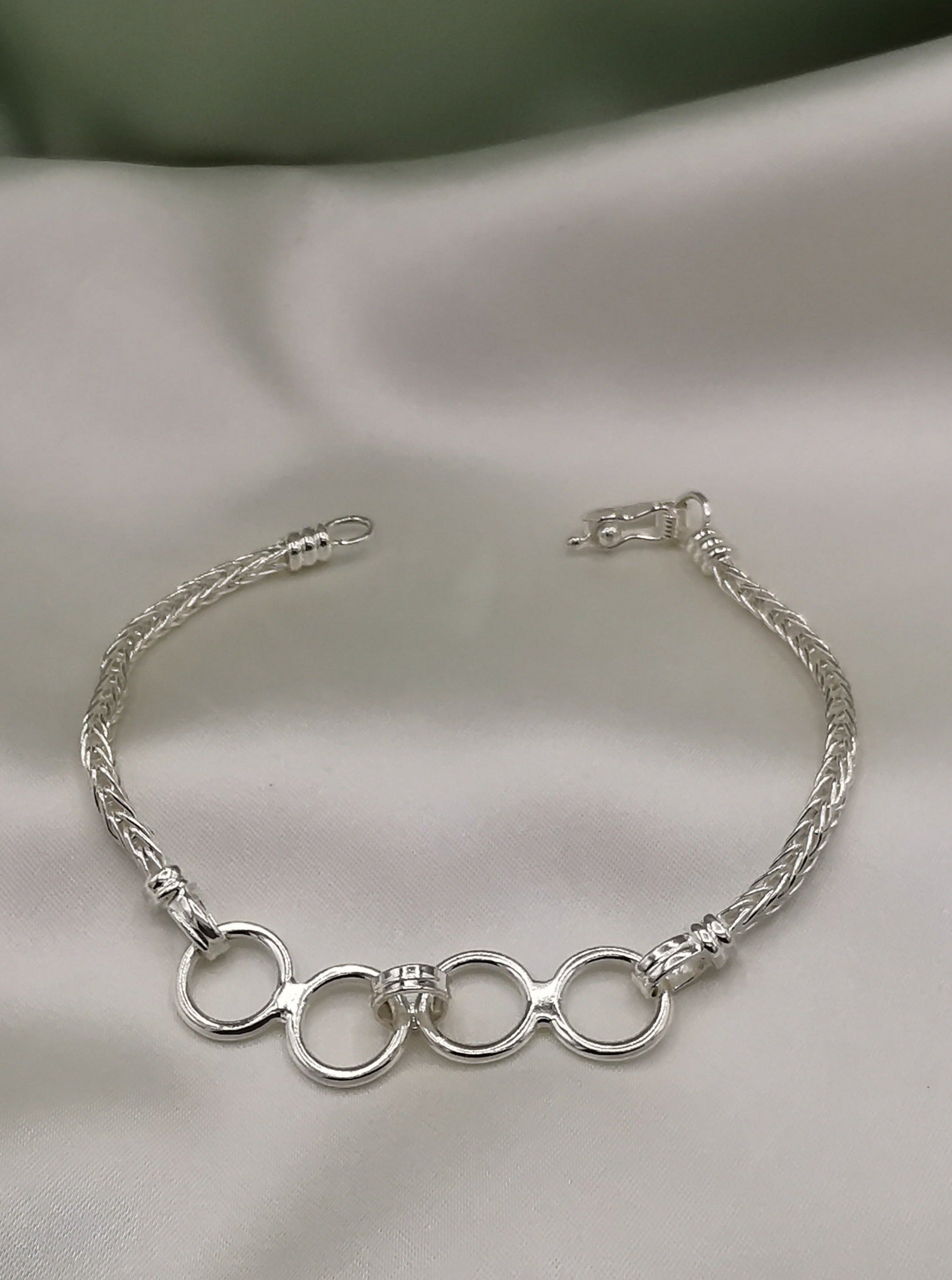(06350-016) Pulsera  lazo espiga con círculos