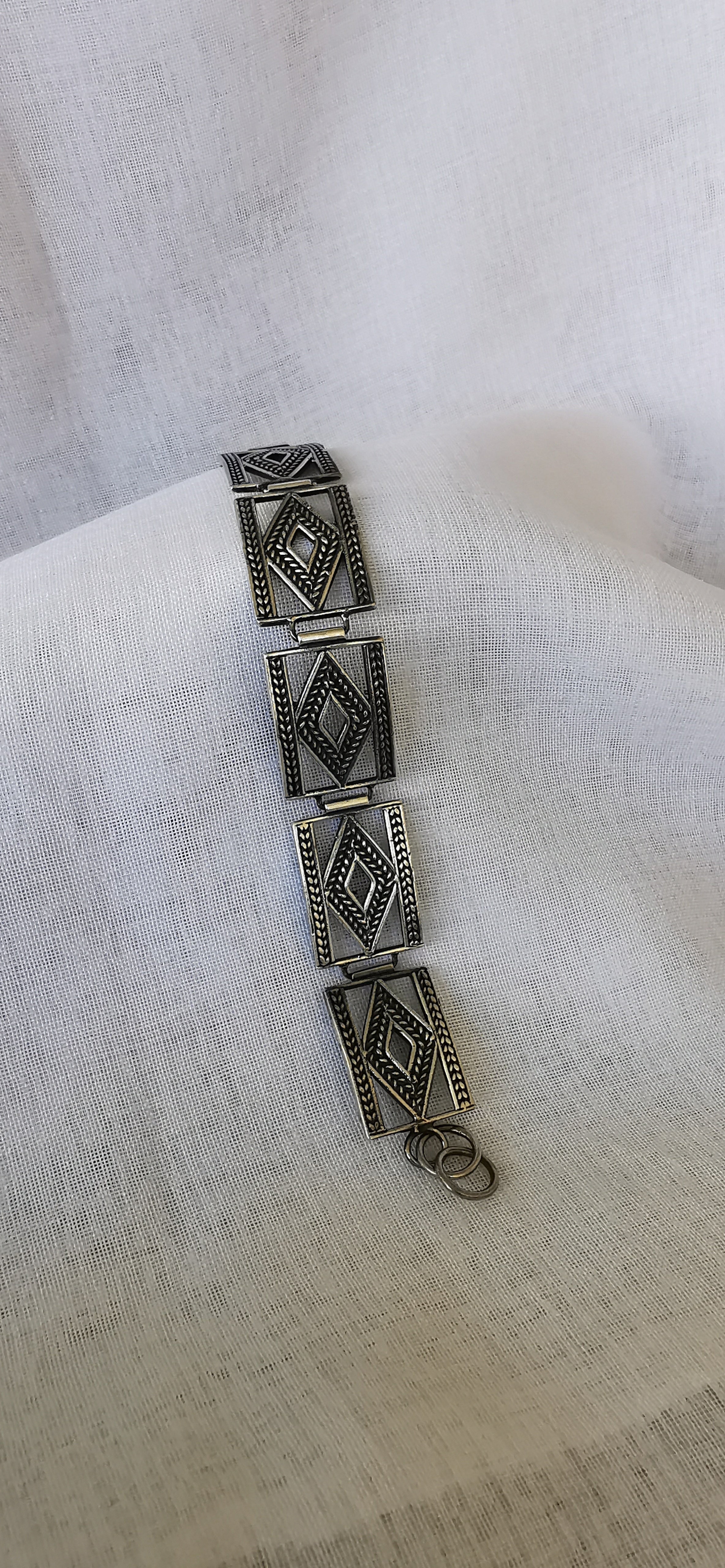 Pulsera de plata envejecida diseño rectangular (171651-059)