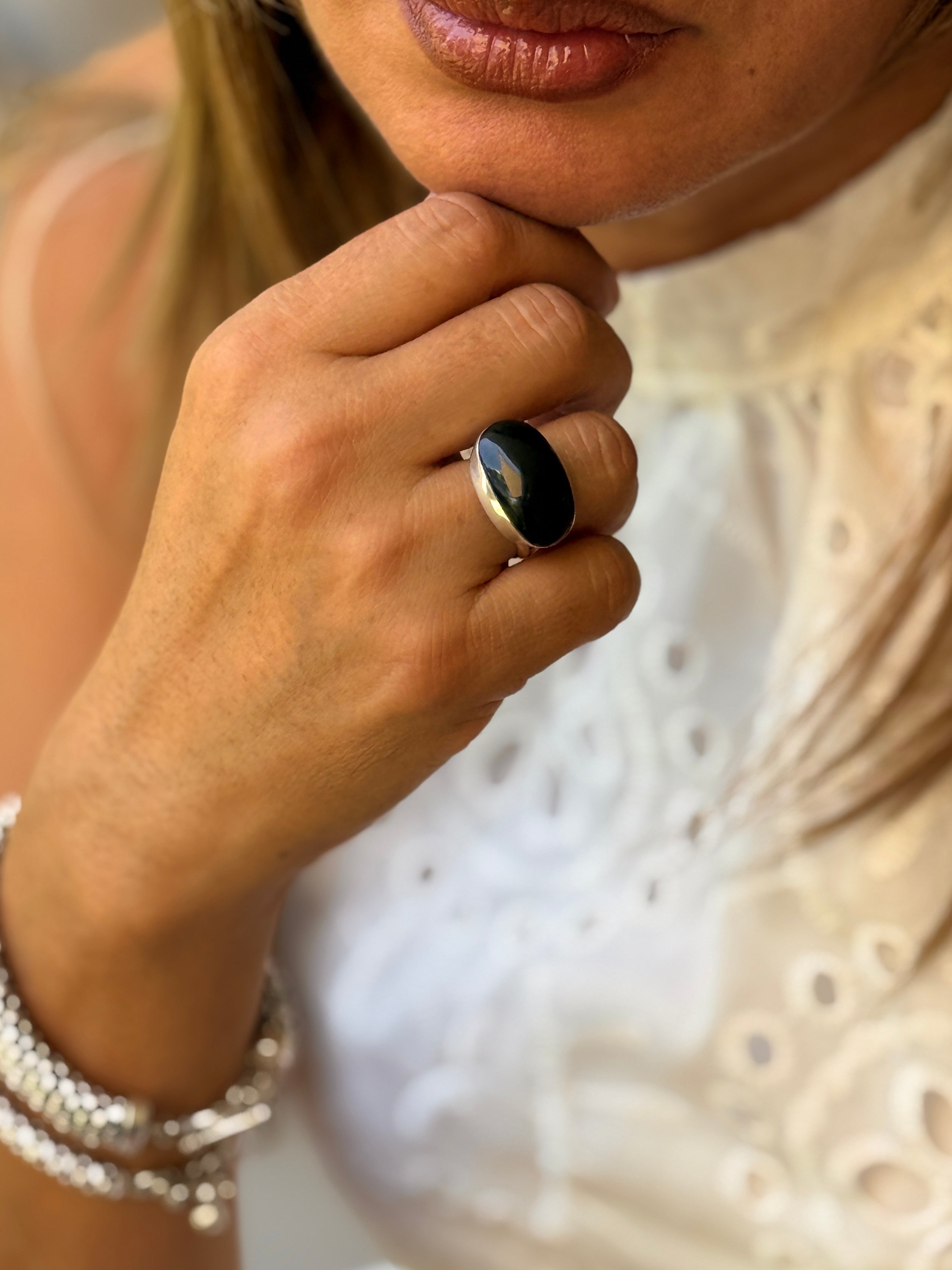 (12650-570) Anillo de Piedra Natural Ónix