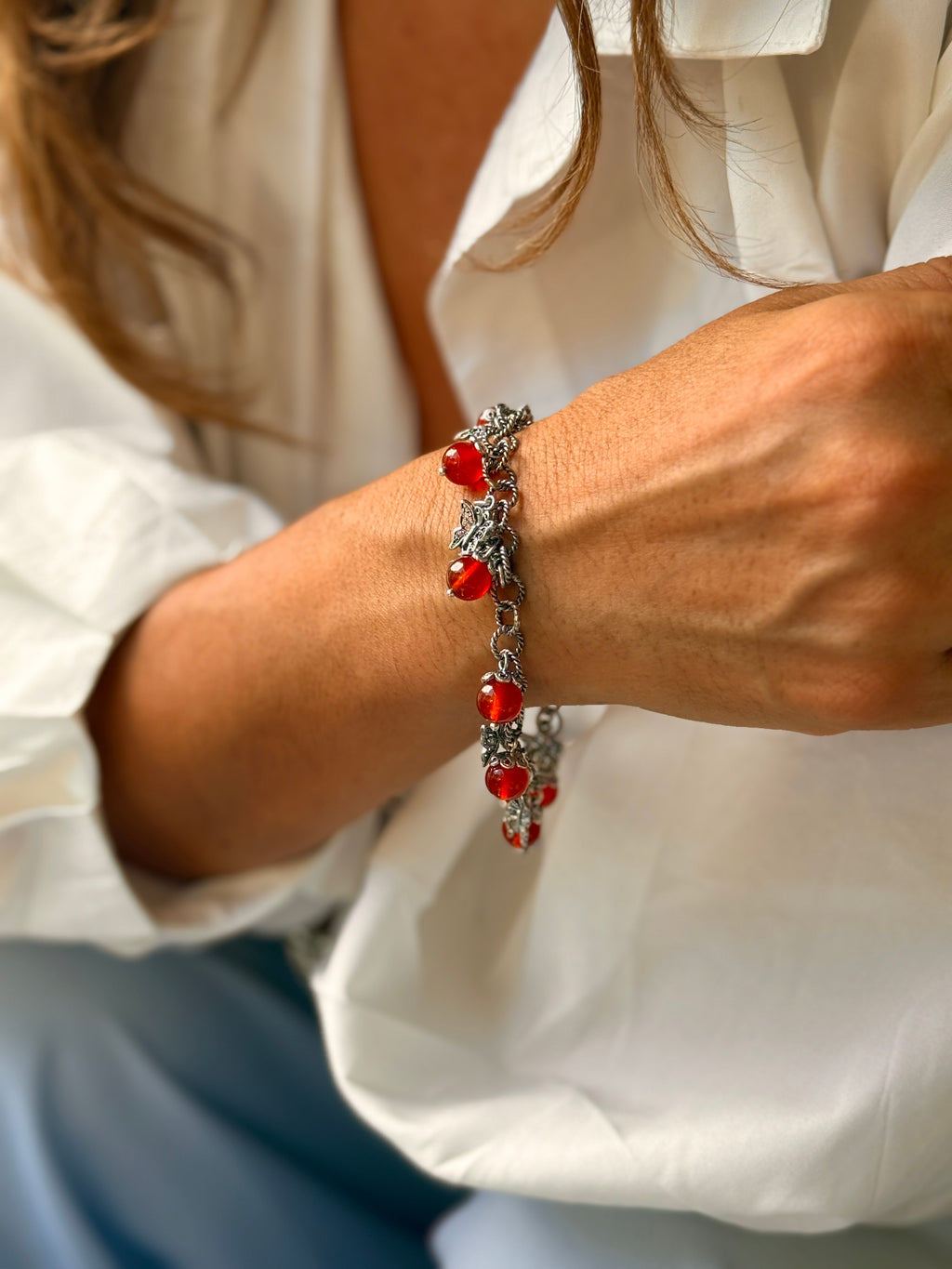 (171400-22.1)Pulsera de Ágata Roja