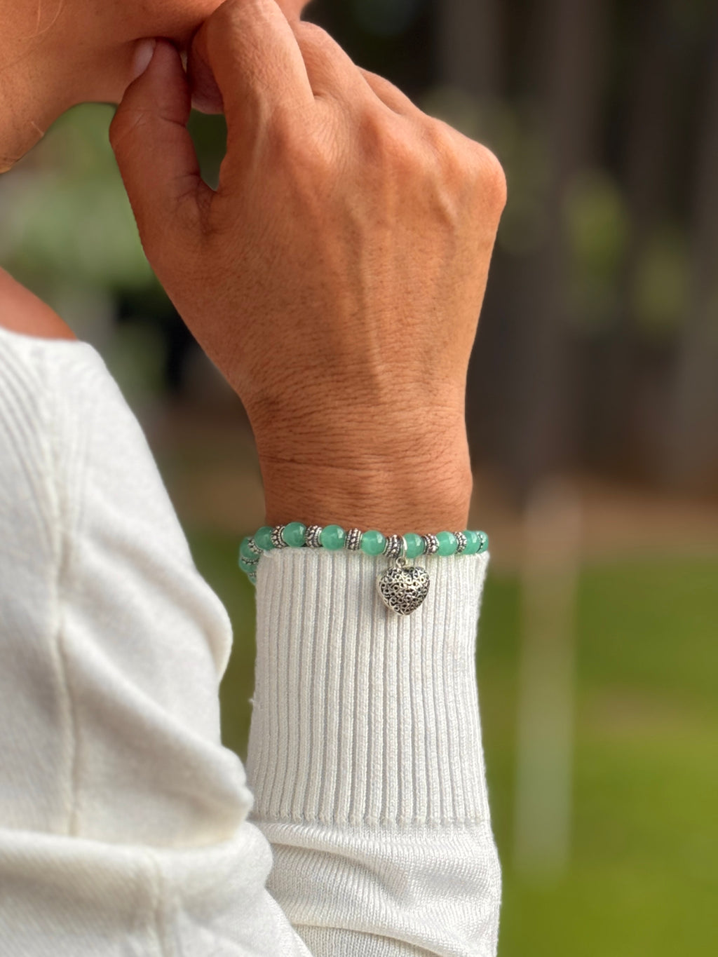 (171150-15.8) Pulsera de Corazón con Piedra Ópalo