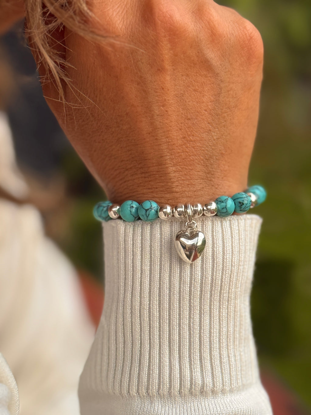 (171200-65.0) Pulsera de Corazón Piedra Turquesa