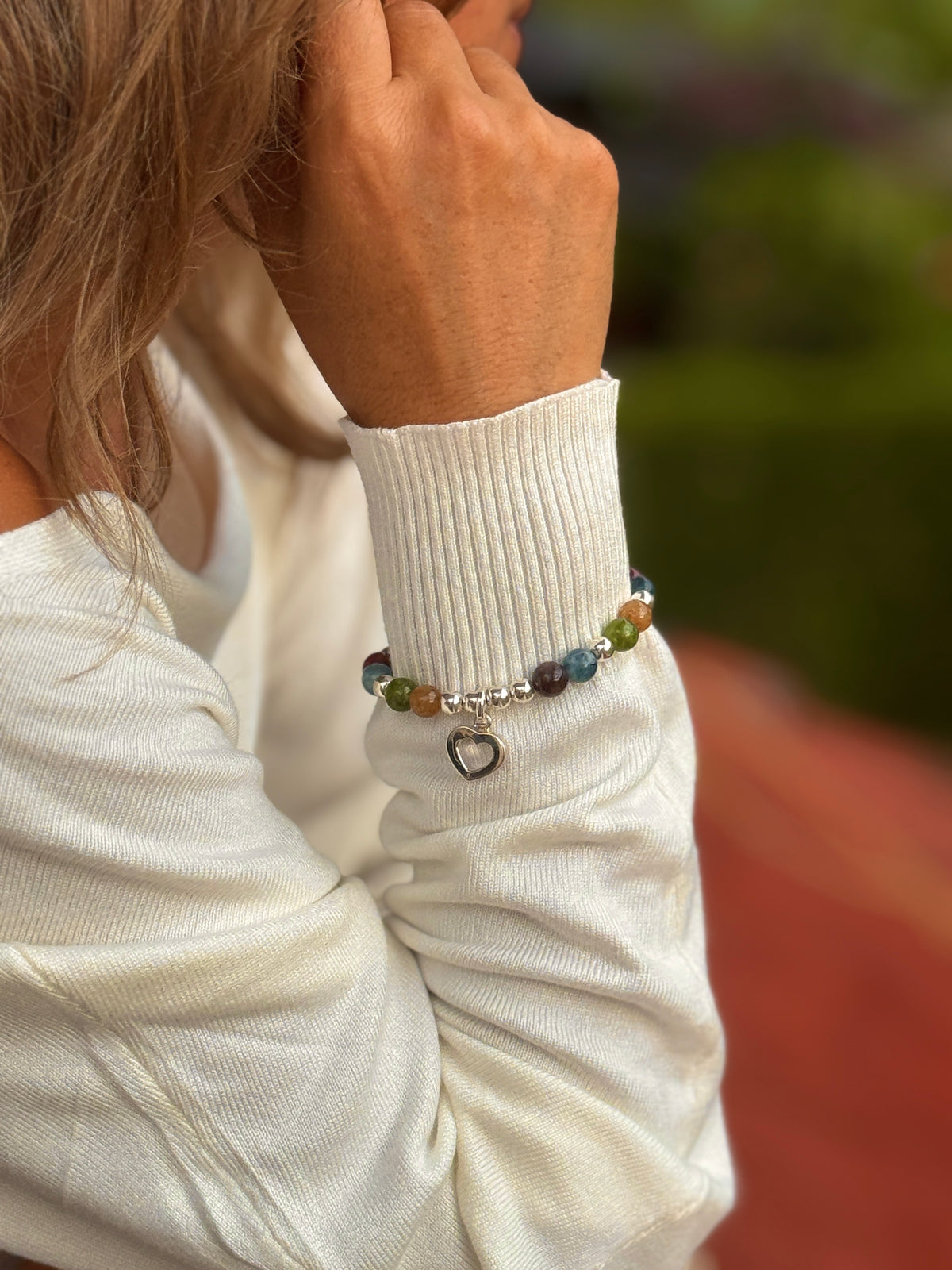 (171200-65.0) Pulsera de Corazón Piedras Naturales