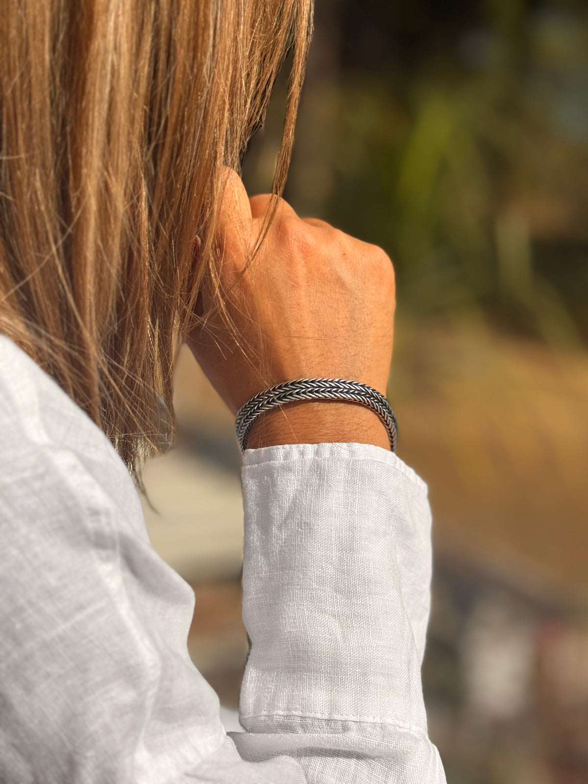 (171400-21.5) Pulsera de plata envejecida