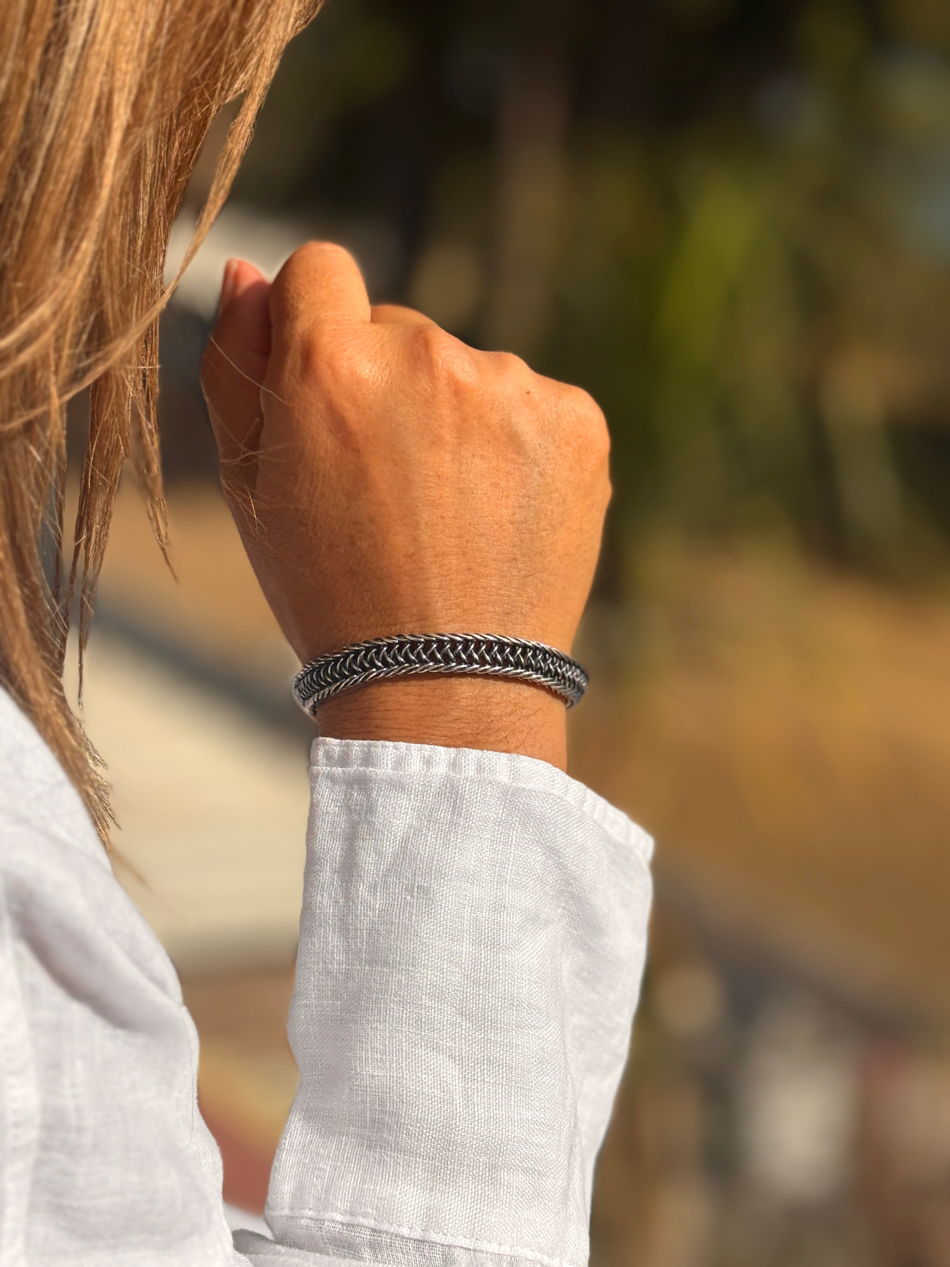 (171400-21.4) Pulsera de plata envejecida