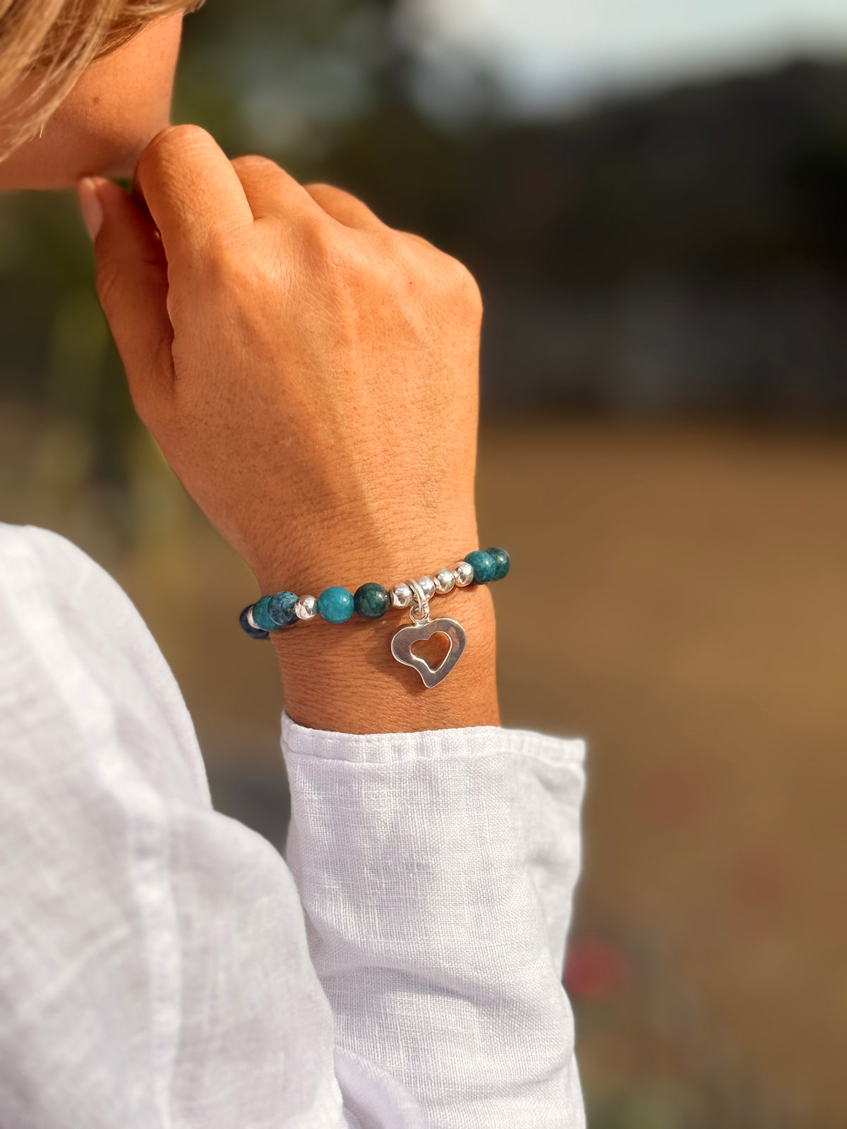 (171200-65.0) Pulsera de Corazón Piedras Naturales