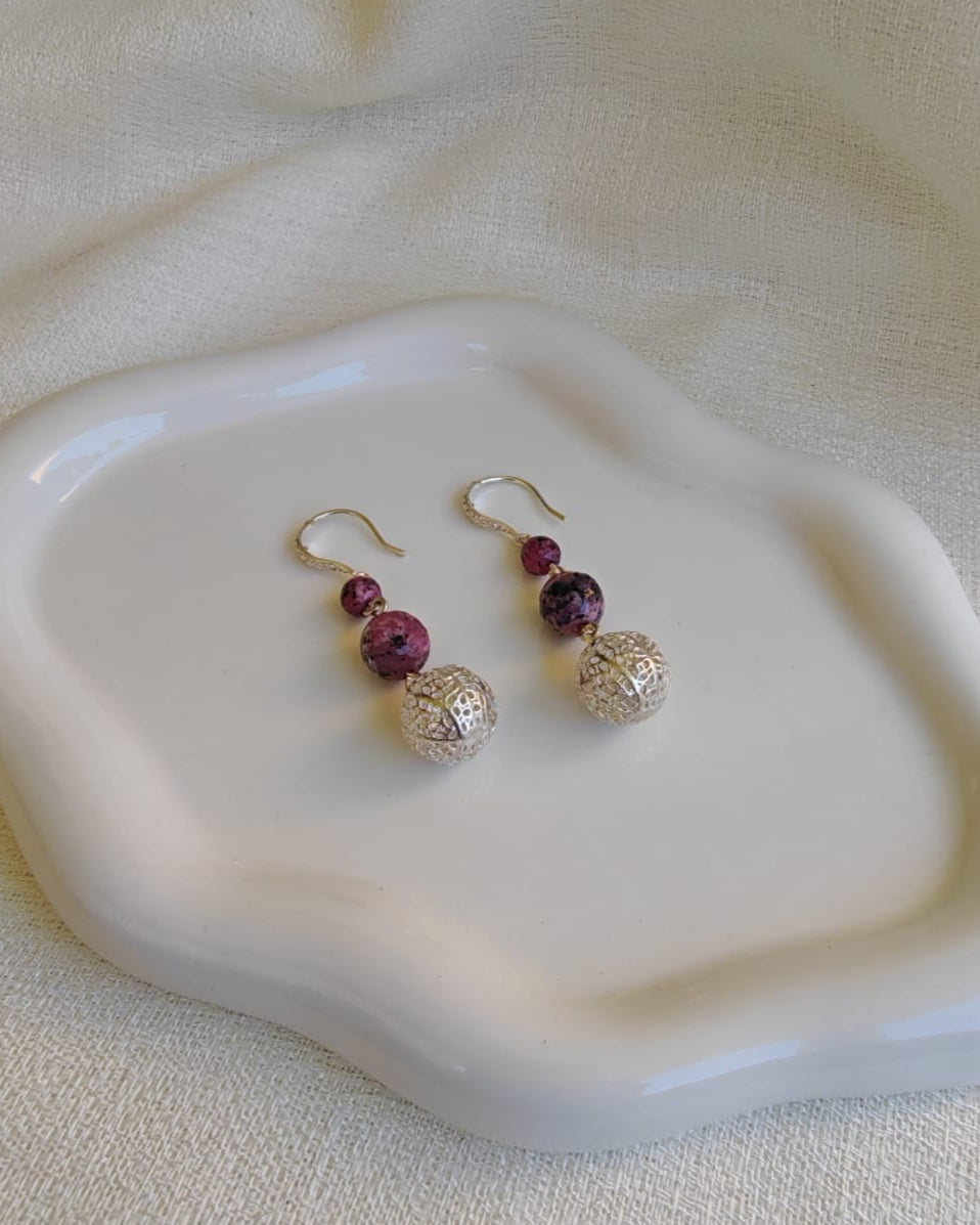 (15600-099) Aretes de plata con piedra natural