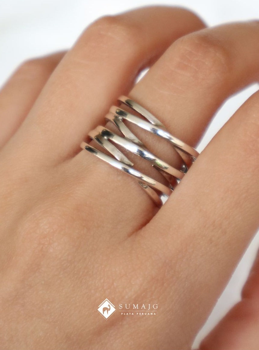 Anillo entrelazado plata brillante (01450 819)