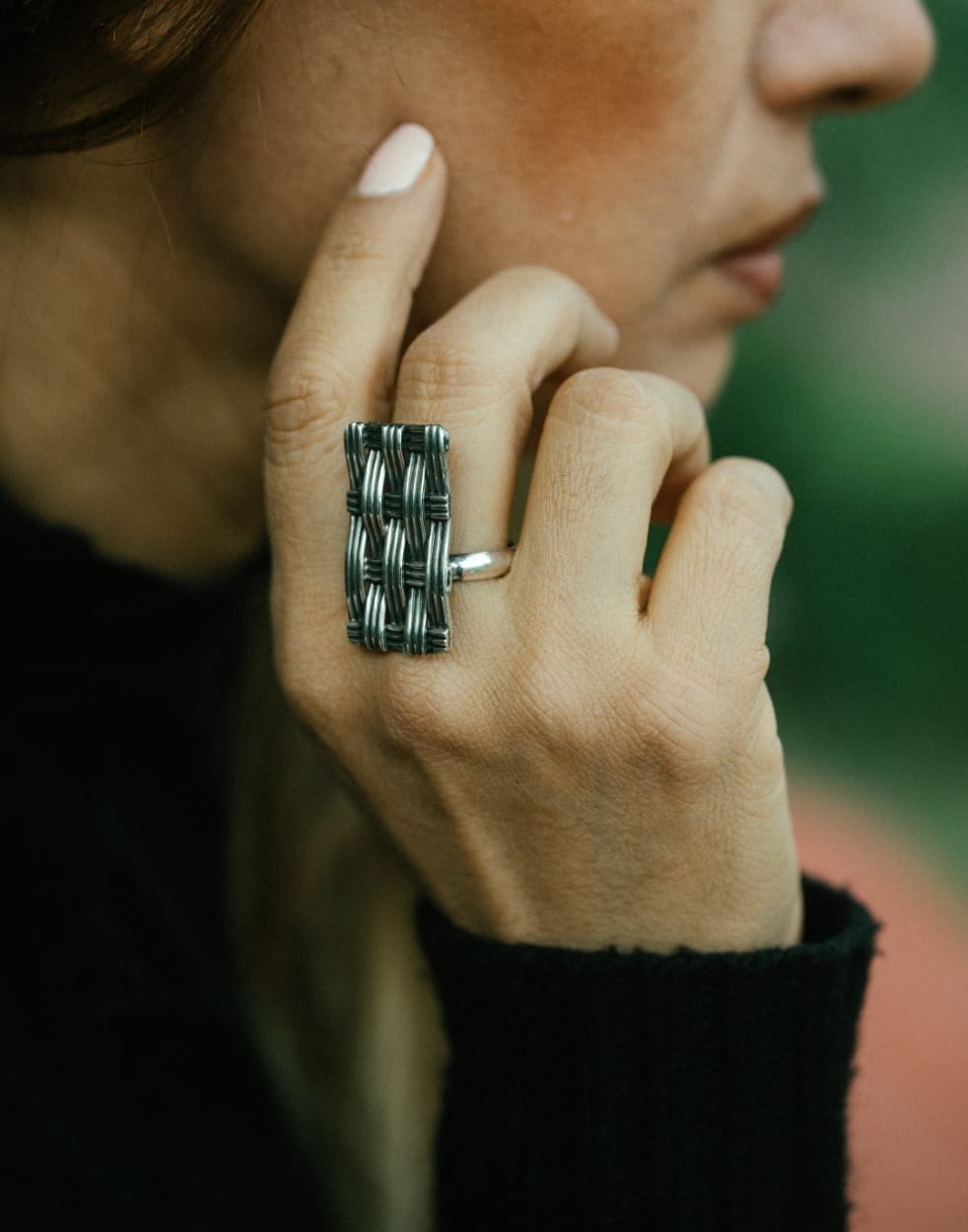 Anillo de plata envejecida (01450-013)