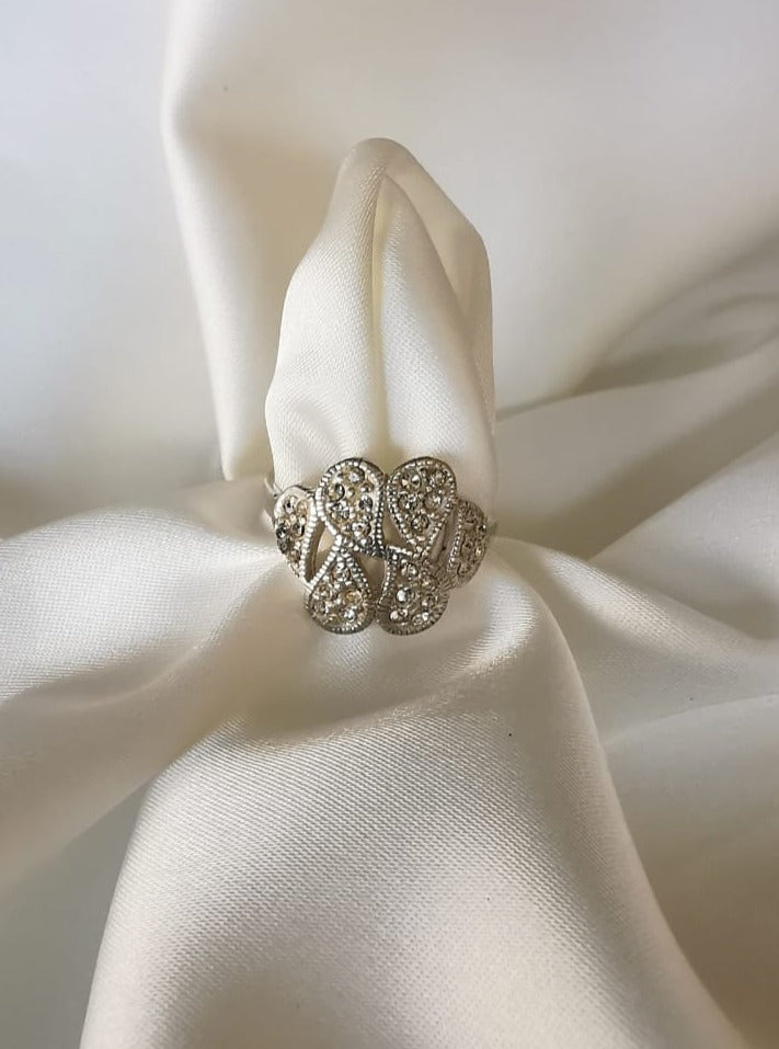 (09300-118)  Anillo de zirconia y acerina