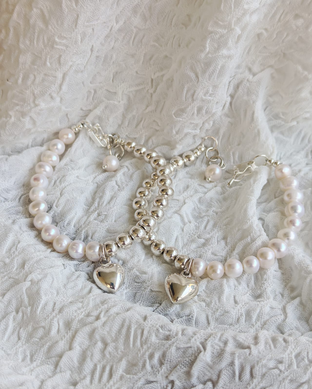 Pulsera de perla y plata