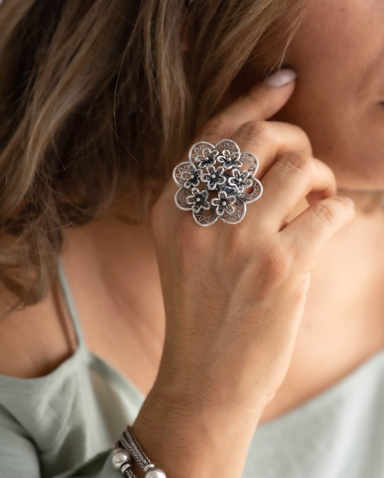 Anillo de Flor en Filigrana