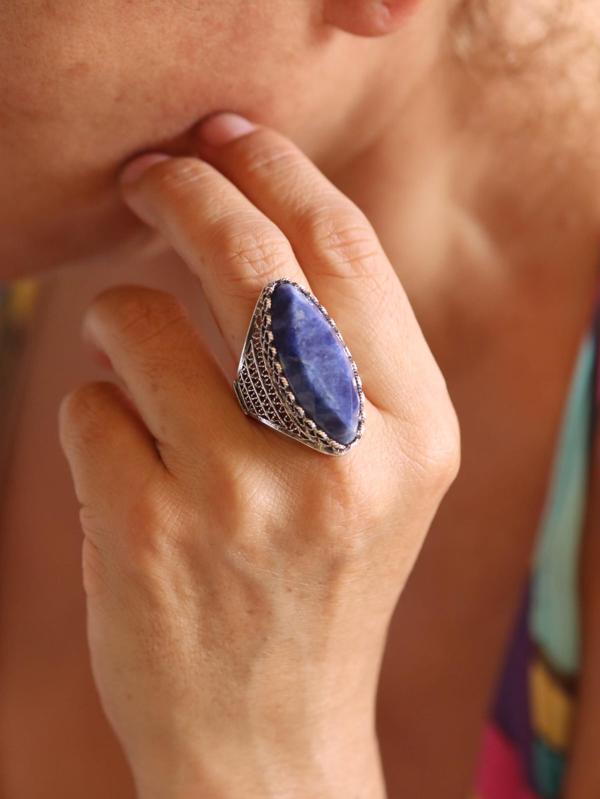 Anillo de Piedra Natural Lapislázuli