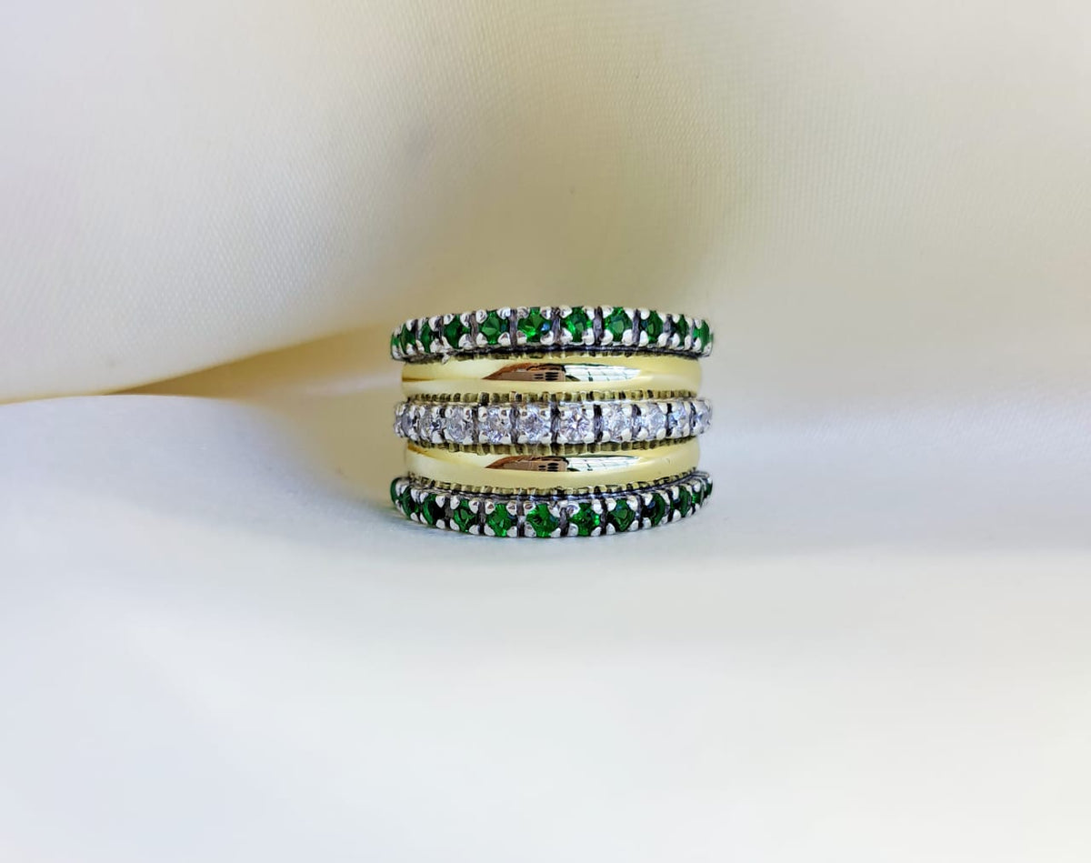 Anillo de Plata y Oro con Zircón Verde (BAJO PEDIDO)