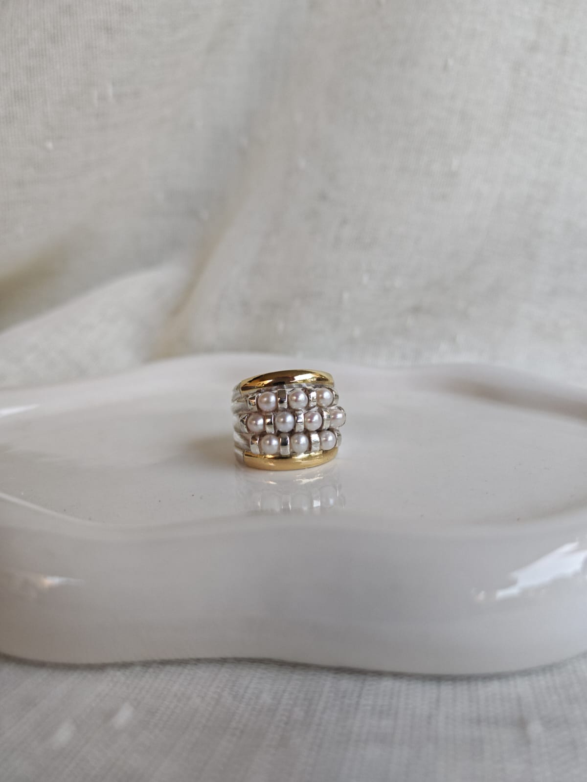 Anillo de Plata y Oro con Perlas (BAJO PEDIDO)