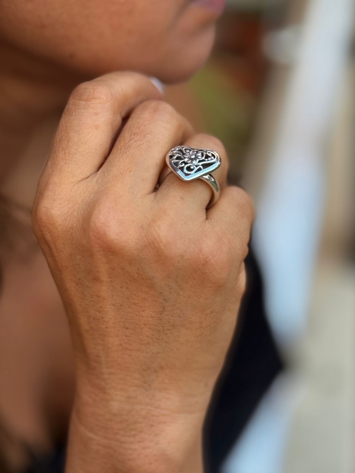 (01475-550) Anillo Plata Envejecida