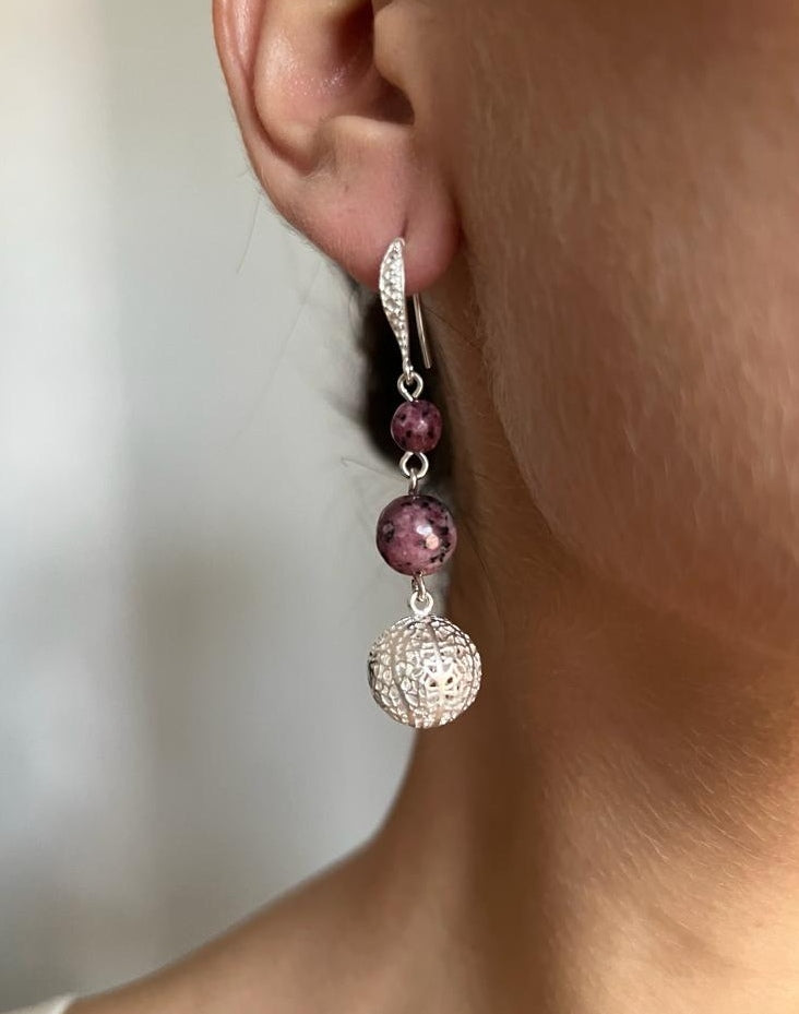 (15600-099) Aretes de plata con piedra natural