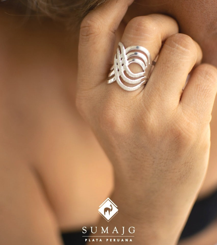 Anillo de plata labrada (01325-151) - Sumajg Joyas