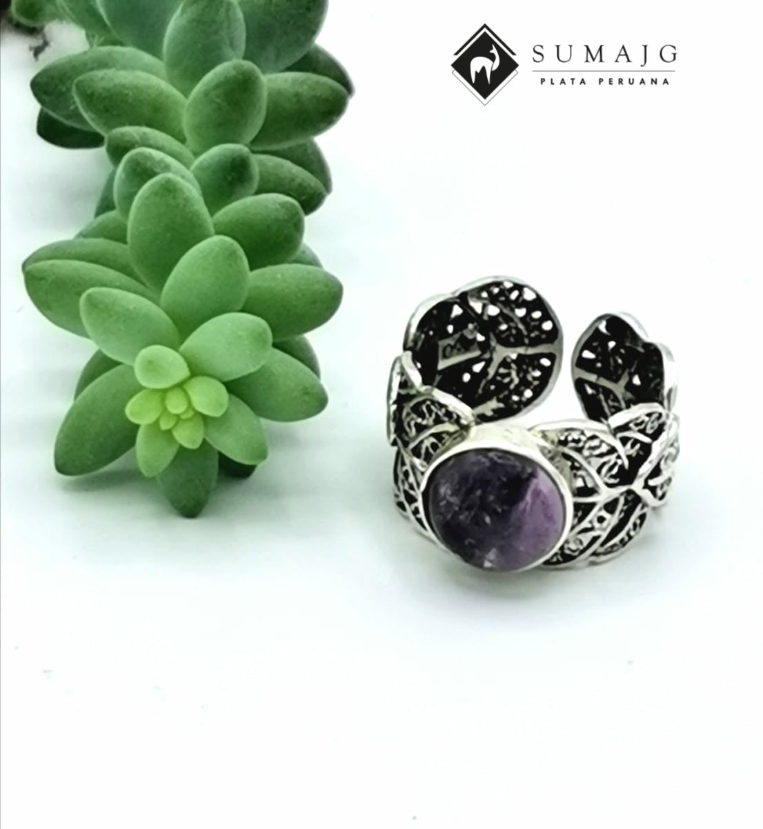 Anillo de plata y piedra natural (01350-368) - Sumajg Joyas