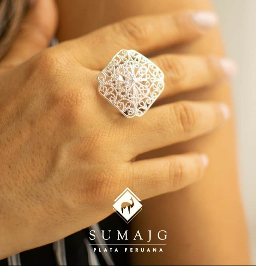 Anillo cuadrado (01425-566) - Sumajg Joyas