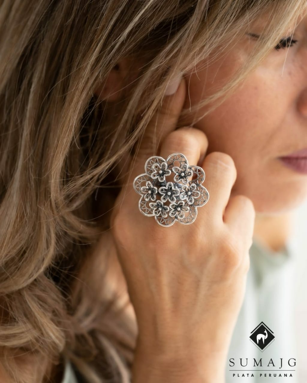 Anillo flor en filigrana (01600-452) - Sumajg Joyas