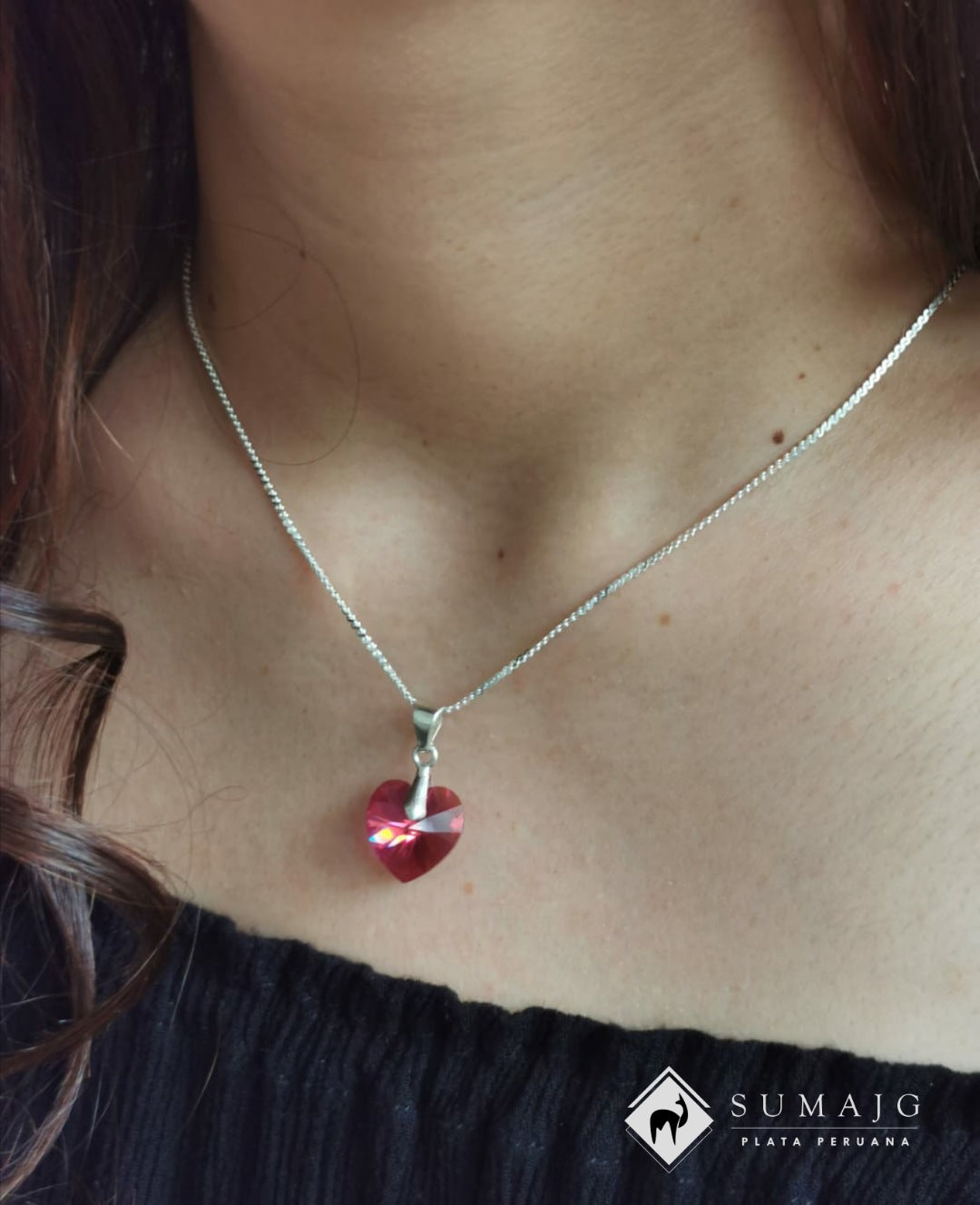 Dije de cristal swarovski fucsia (04175-097) - Sumajg Joyas