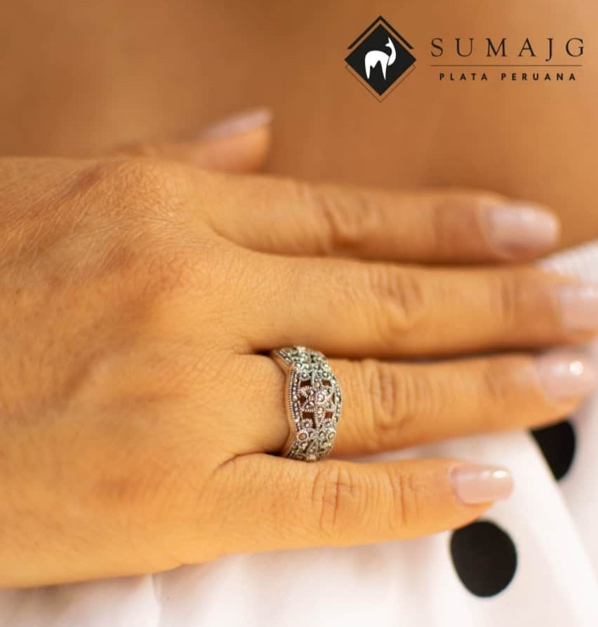 Anillo de plata y piedra zirconia (09450-019) - Sumajg Joyas
