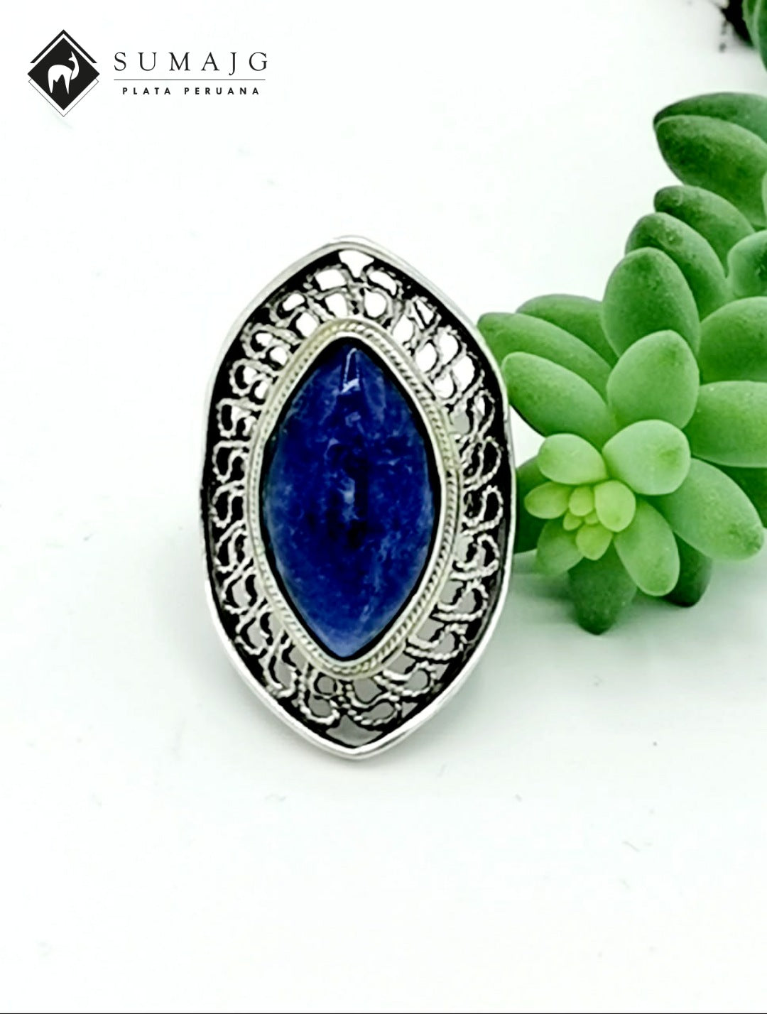 Anillo de plata y piedra natural (01475-026) - Sumajg Joyas