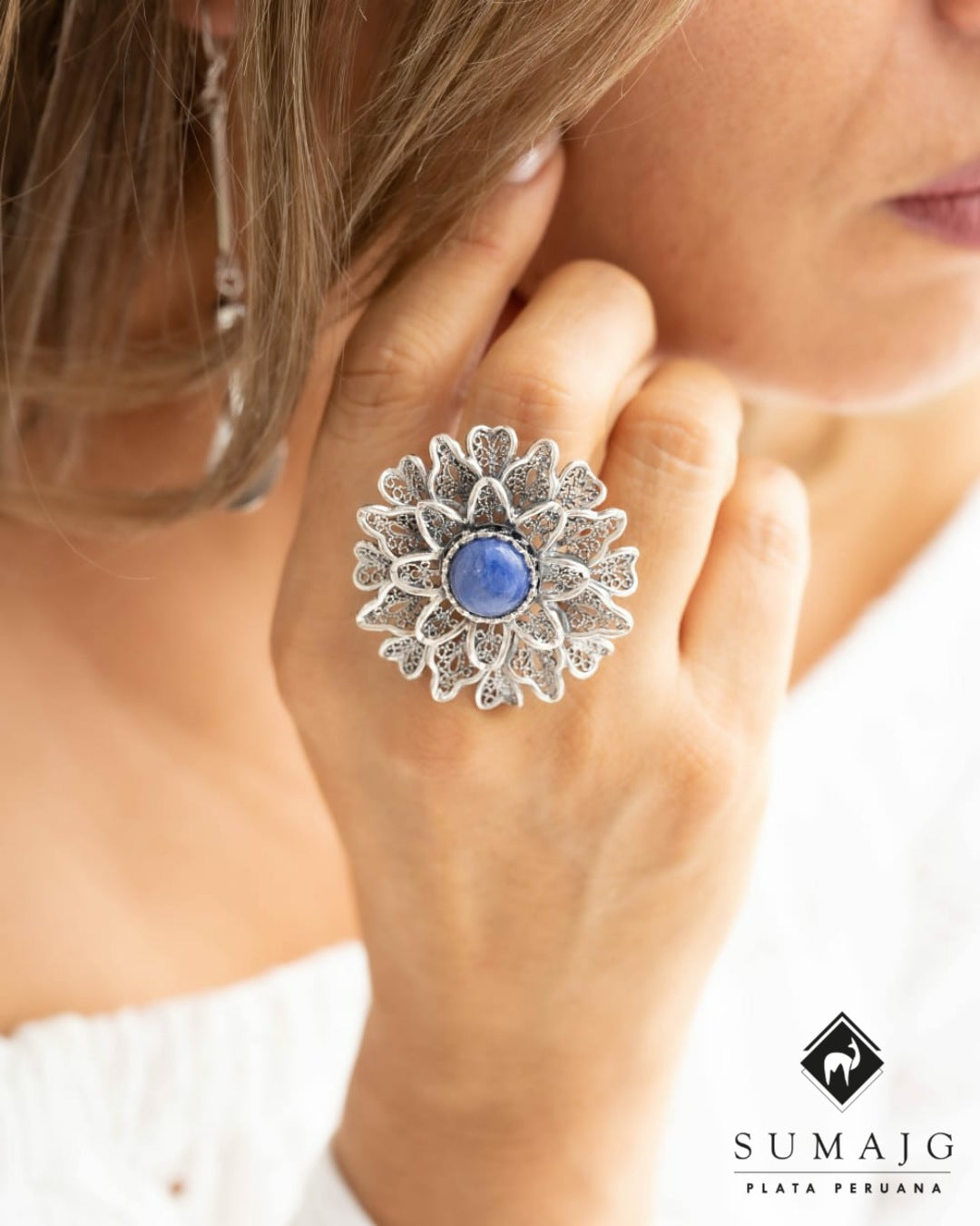 Anillo flor grande (01750-466) - Sumajg Joyas