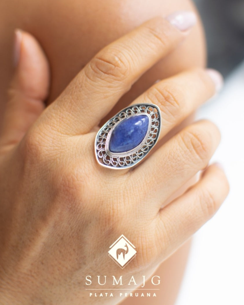 Anillo de plata y piedra natural (01475-026) - Sumajg Joyas
