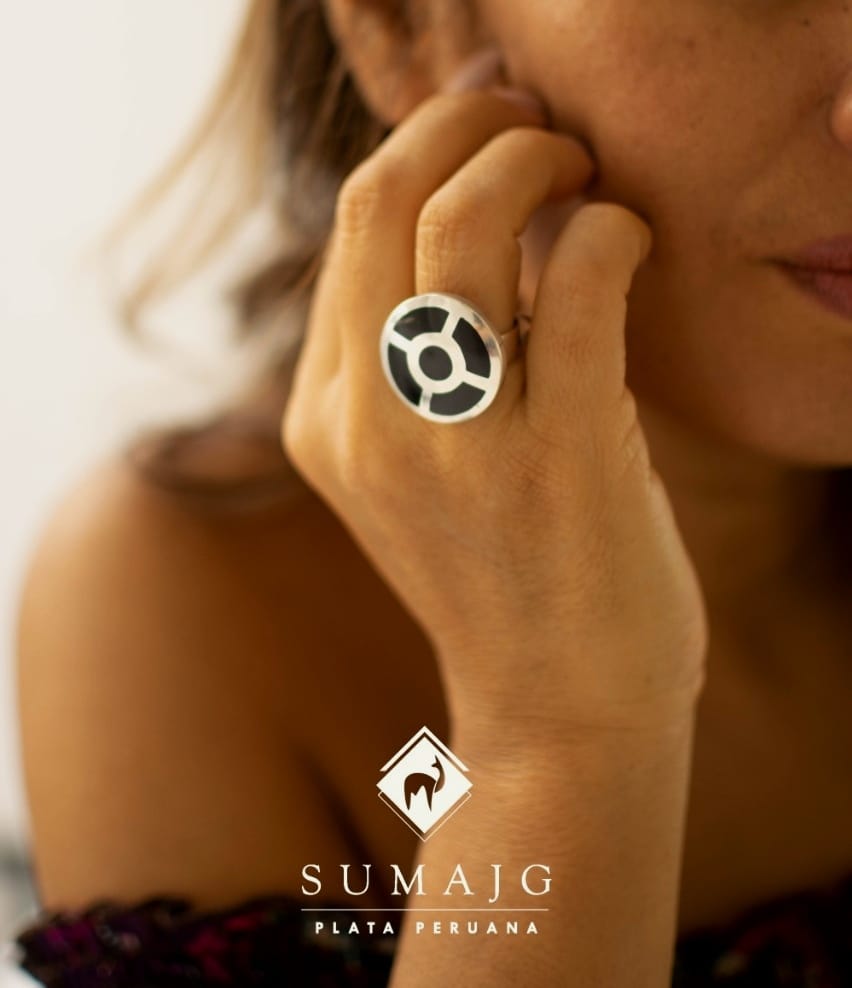 Anillo de plata y piedra onyx (12425-047) - Sumajg Joyas
