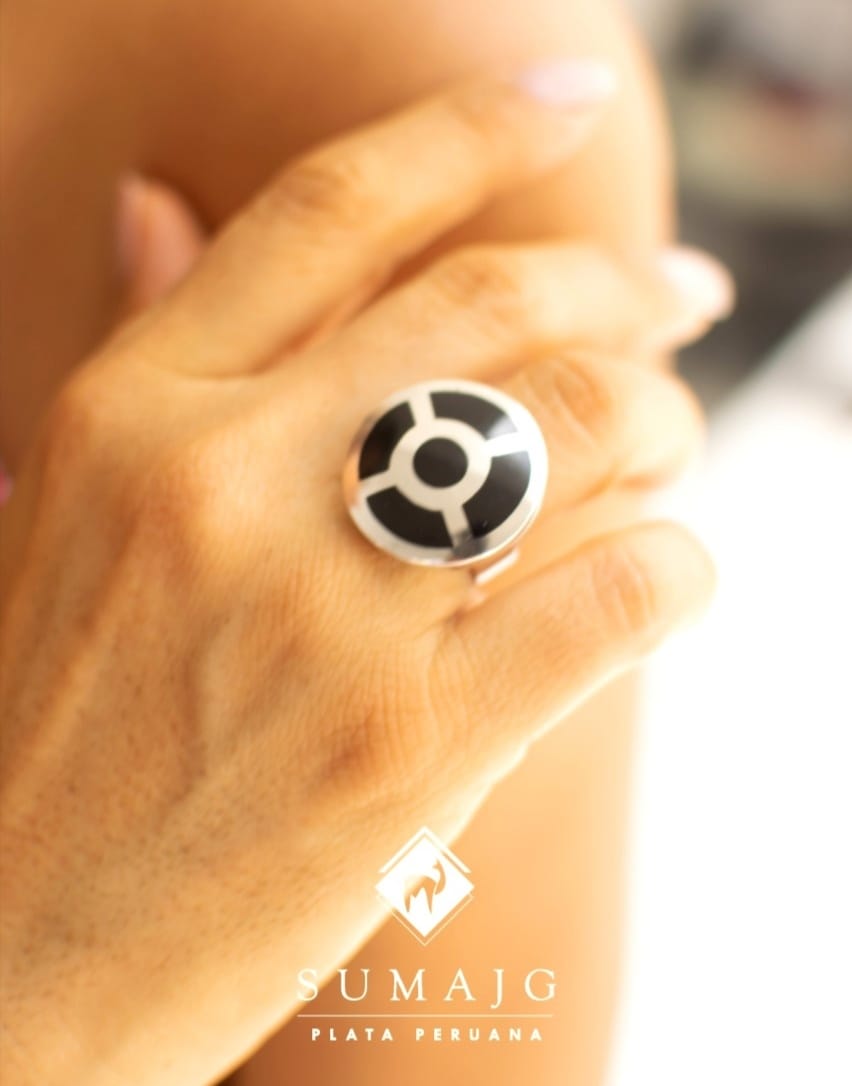 Anillo de plata y piedra onyx (12425-047) - Sumajg Joyas