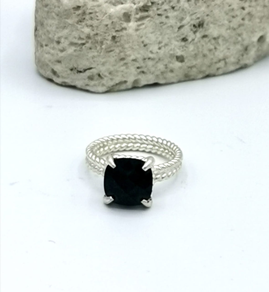 Anillo de plata y piedra onyx (01250-421) - Sumajg Joyas